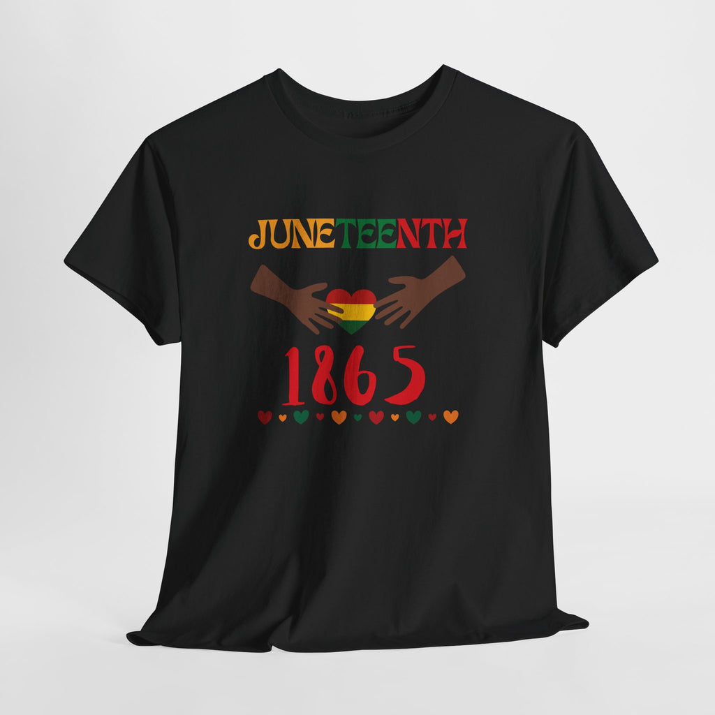 Juneteenth 1865 T-Shirt — Black History Celebration Tee with Heart & Hands Design