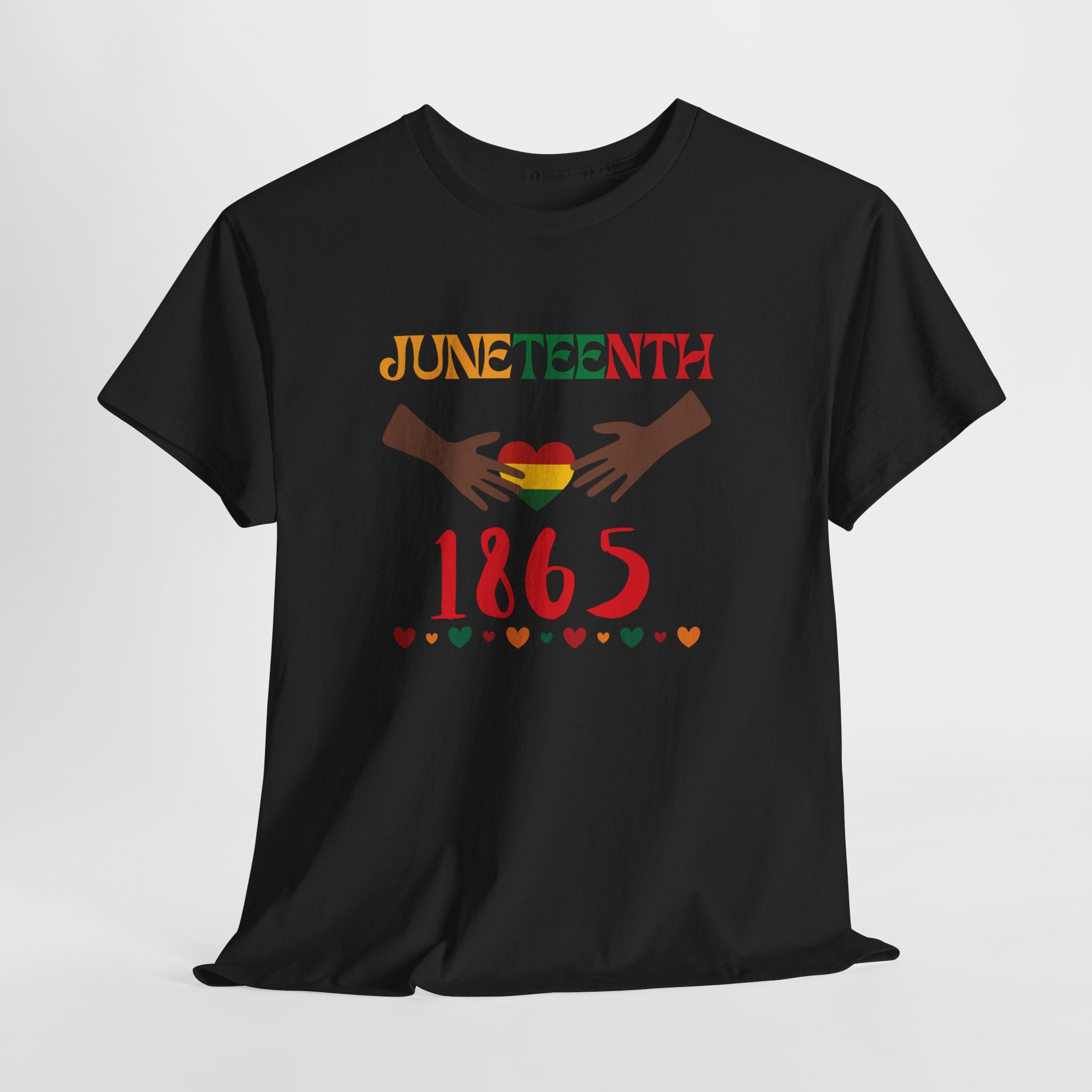 Juneteenth 1865 T-Shirt — Black History Celebration Tee with Heart & Hands Design