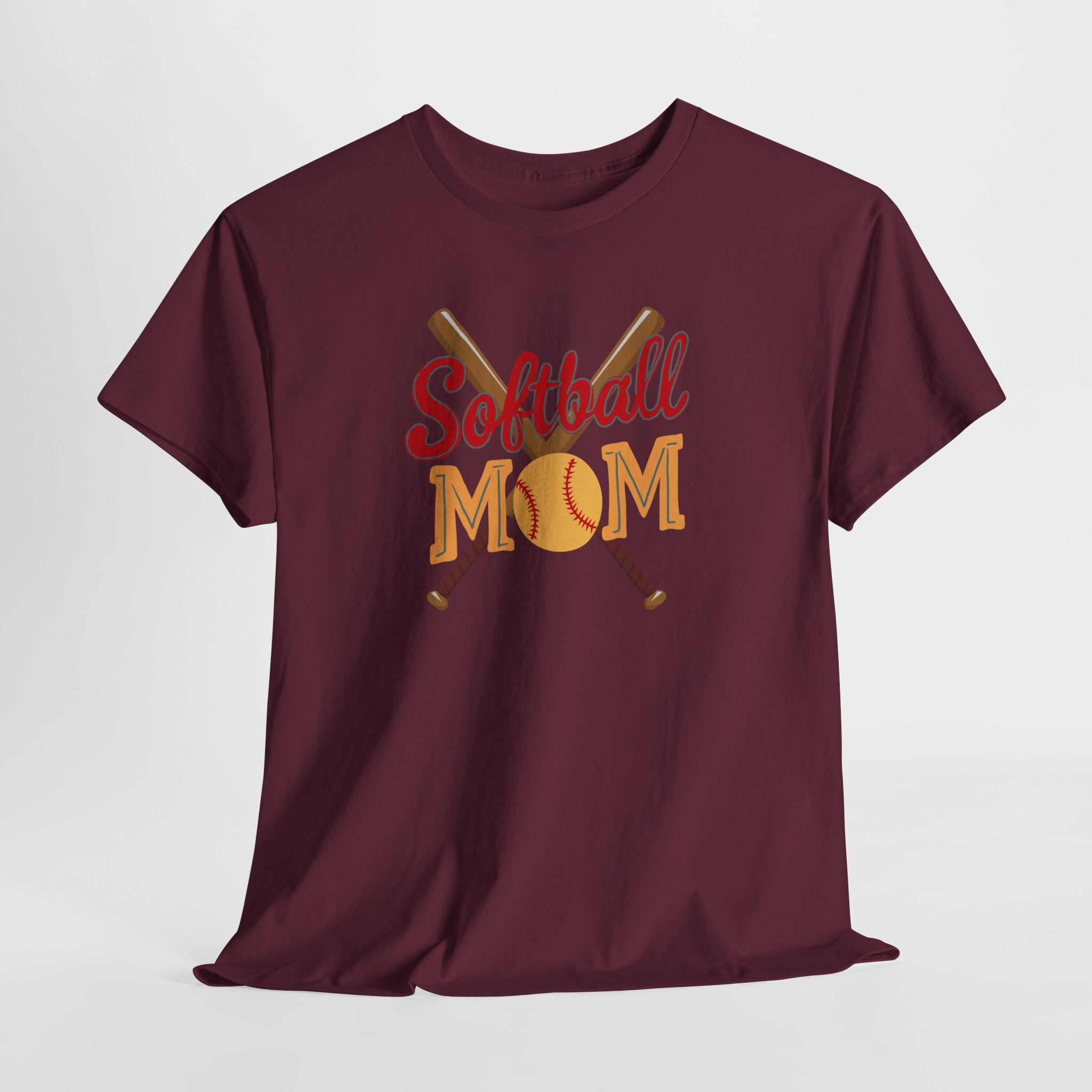 Softball Mom T‑Shirt — Retro Crossed Bats & Ball Tee for Proud Moms