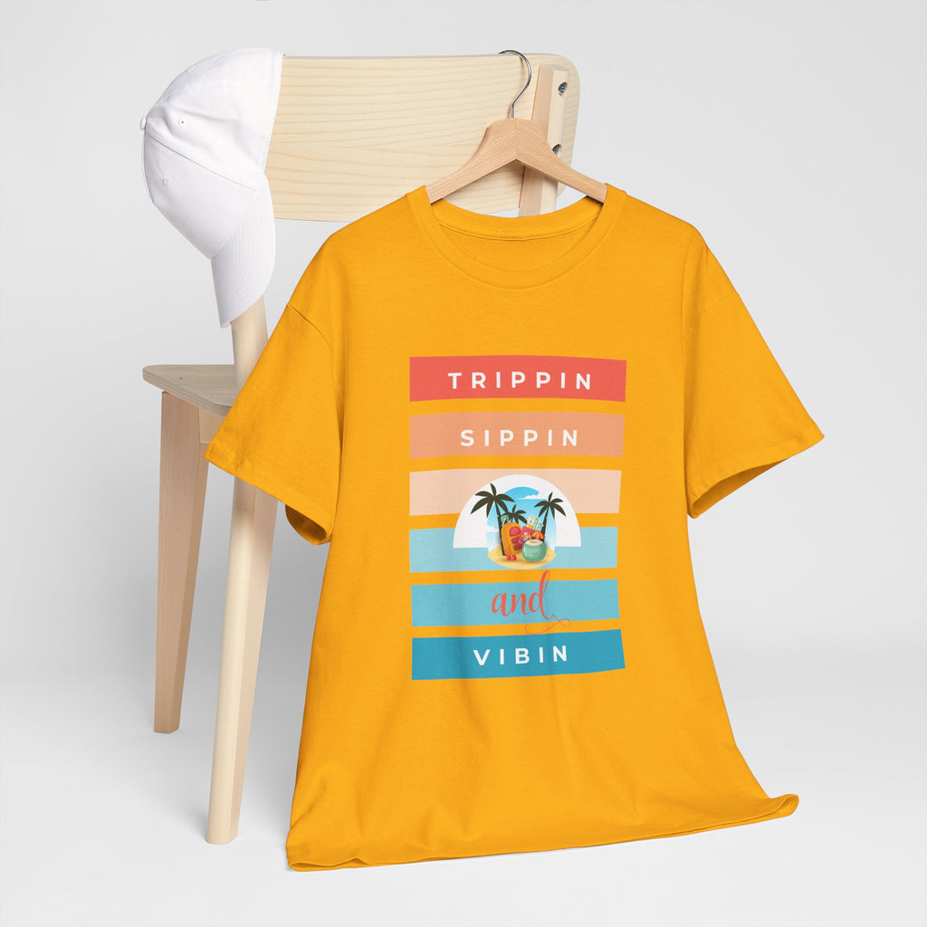 Trippin Sippin and Vibin Tropical Tee