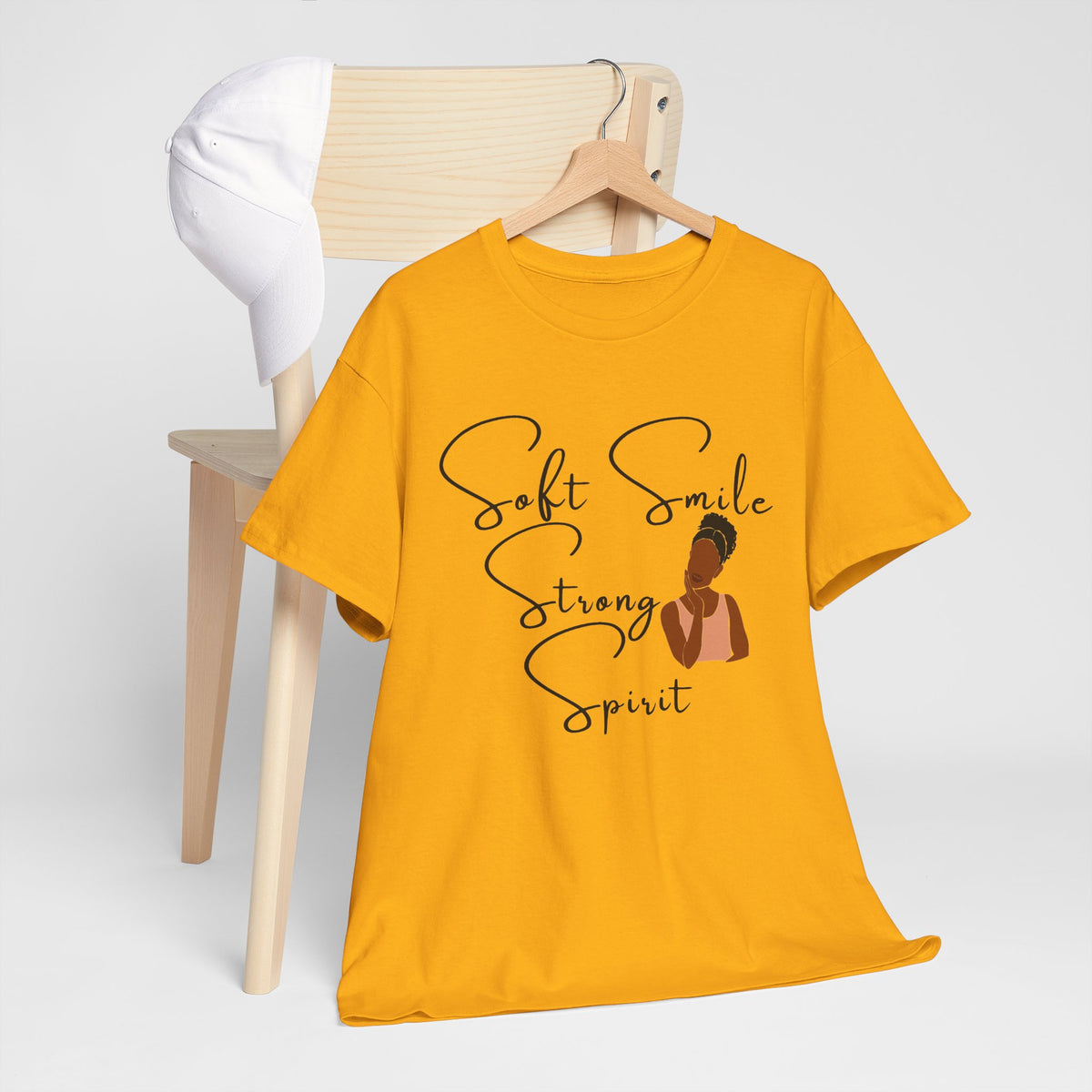 Soft Smile Strong Spirit Tee — Minimal Line Art Inspirational T-Shirt