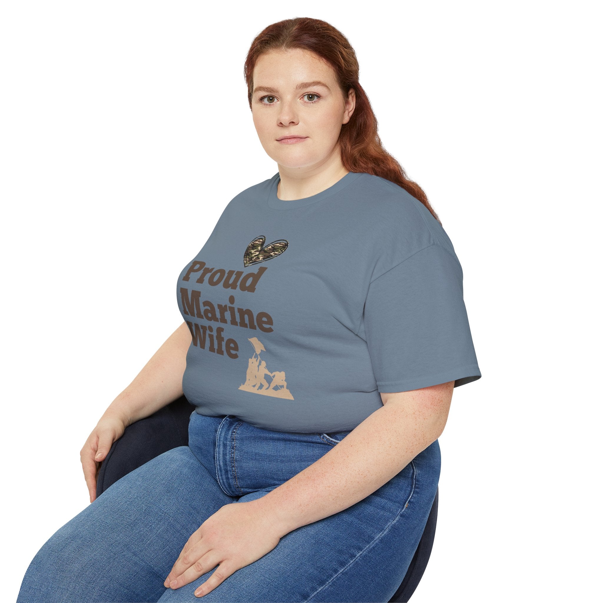 Proud Marine Wife T-Shirt — Camouflage Heart & Marine Family Tee