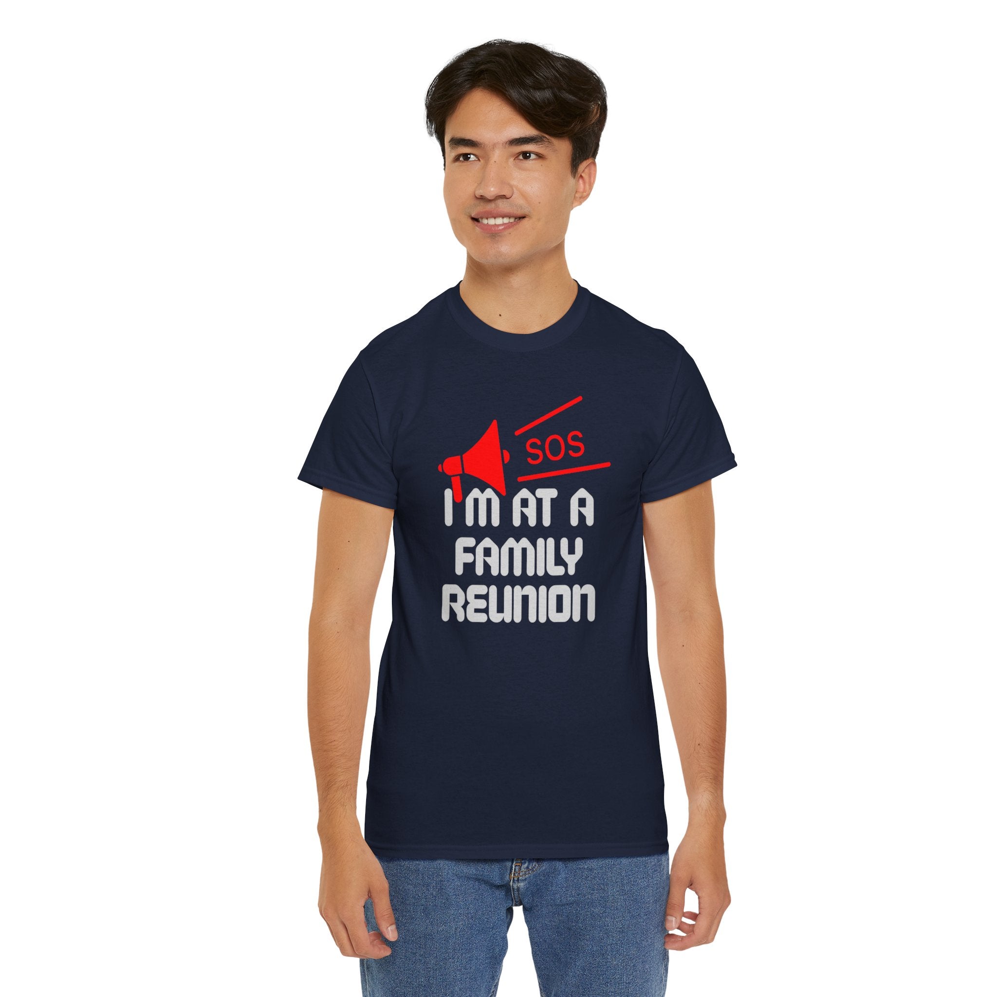 I'm At A Family Reunion T‑Shirt — Funny SOS Megaphone Family Reunion Tee