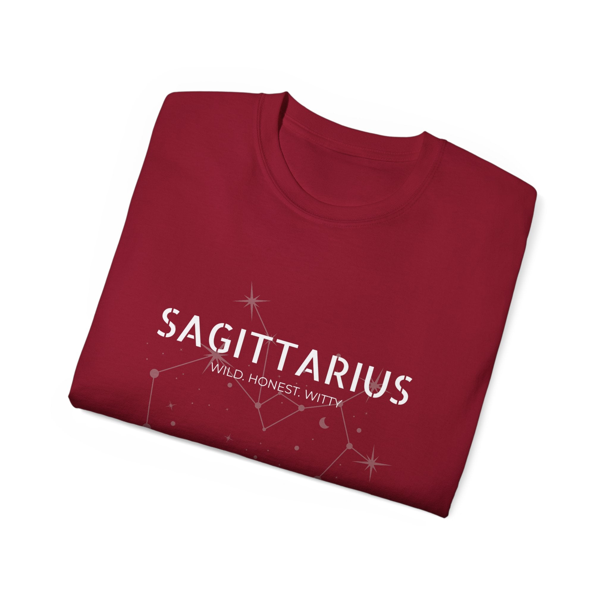 Sagittarius Constellation T-Shirt — 'Wild • Honest • Witty' Zodiac Tee