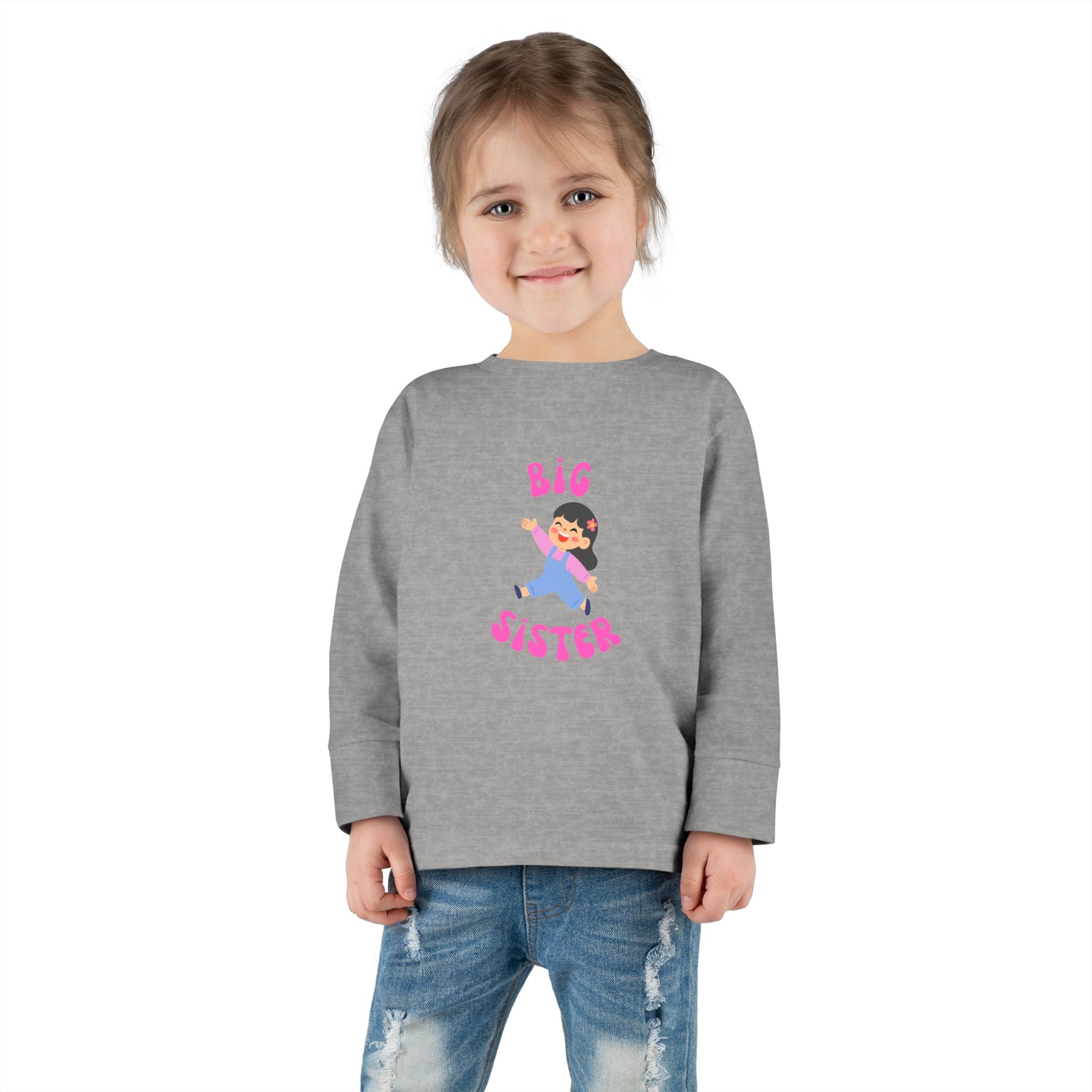 Big Sister Toddler Long Sleeve Tee — Cute Announce Shirt for New Siblings