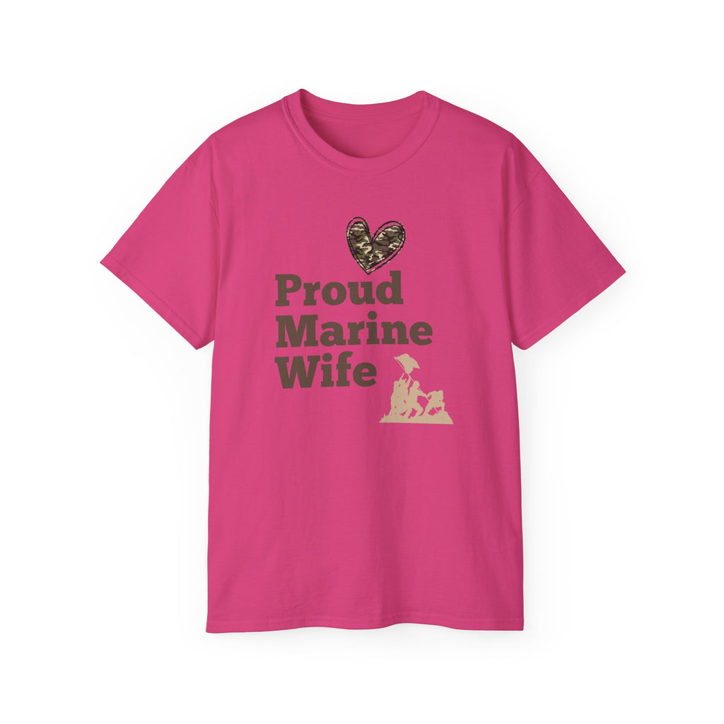 Proud Marine Wife T-Shirt — Camouflage Heart & Marine Family Tee