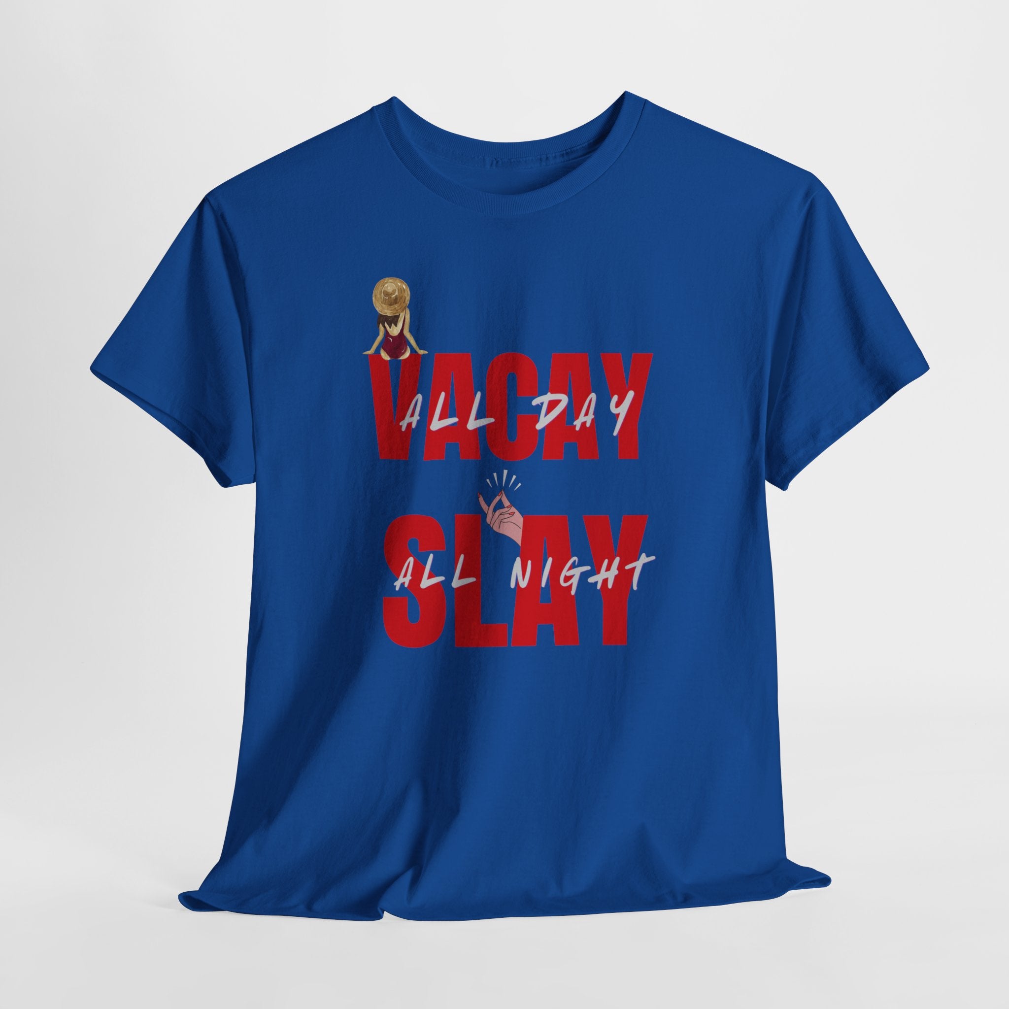 Slay All Night Graphic Tee — "Slay All Night" Red Text Party Shirt