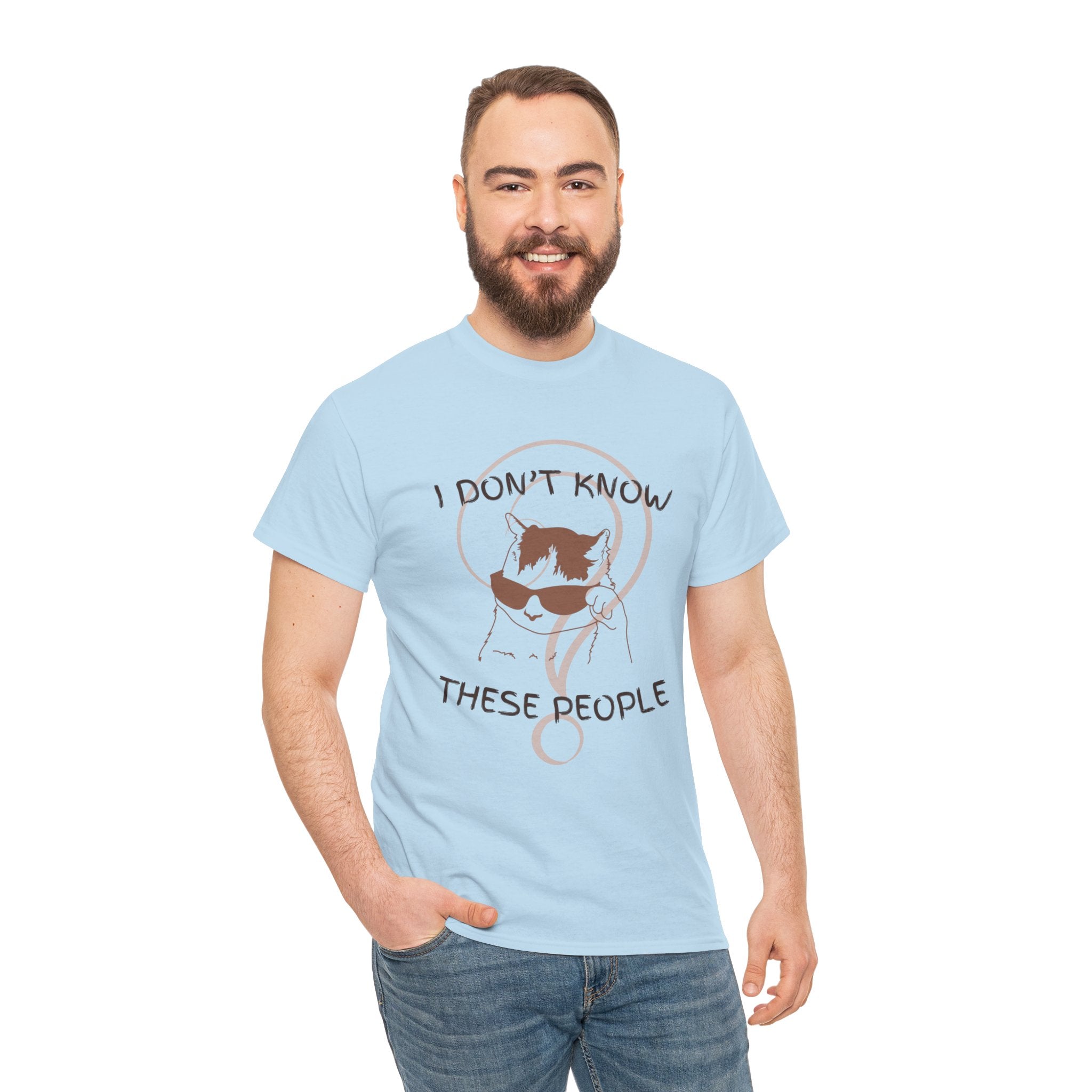 Cat Graphic Tee — "I Don't Know These People" Introvert Humor Shirt
