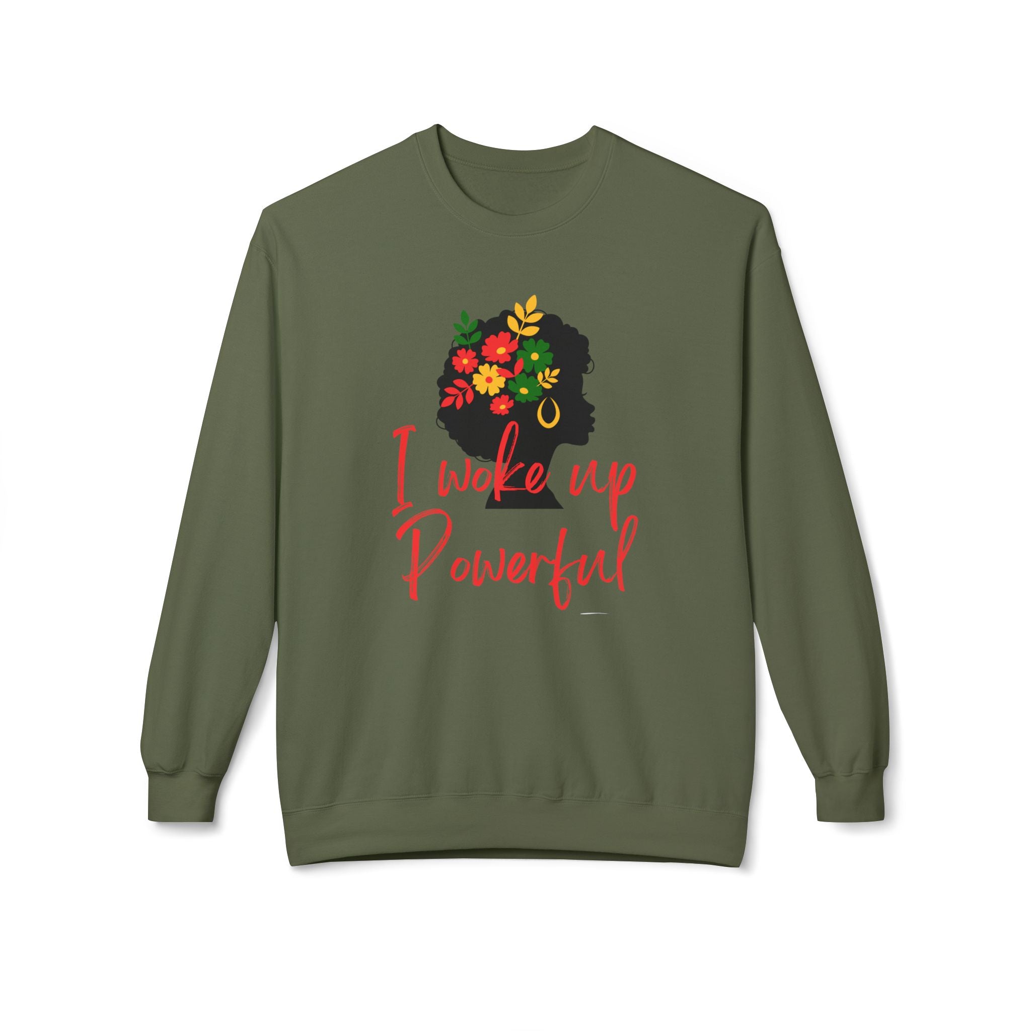 I Woke Up Powerful Crewneck Sweatshirt — Empowering Minimalist Line Art