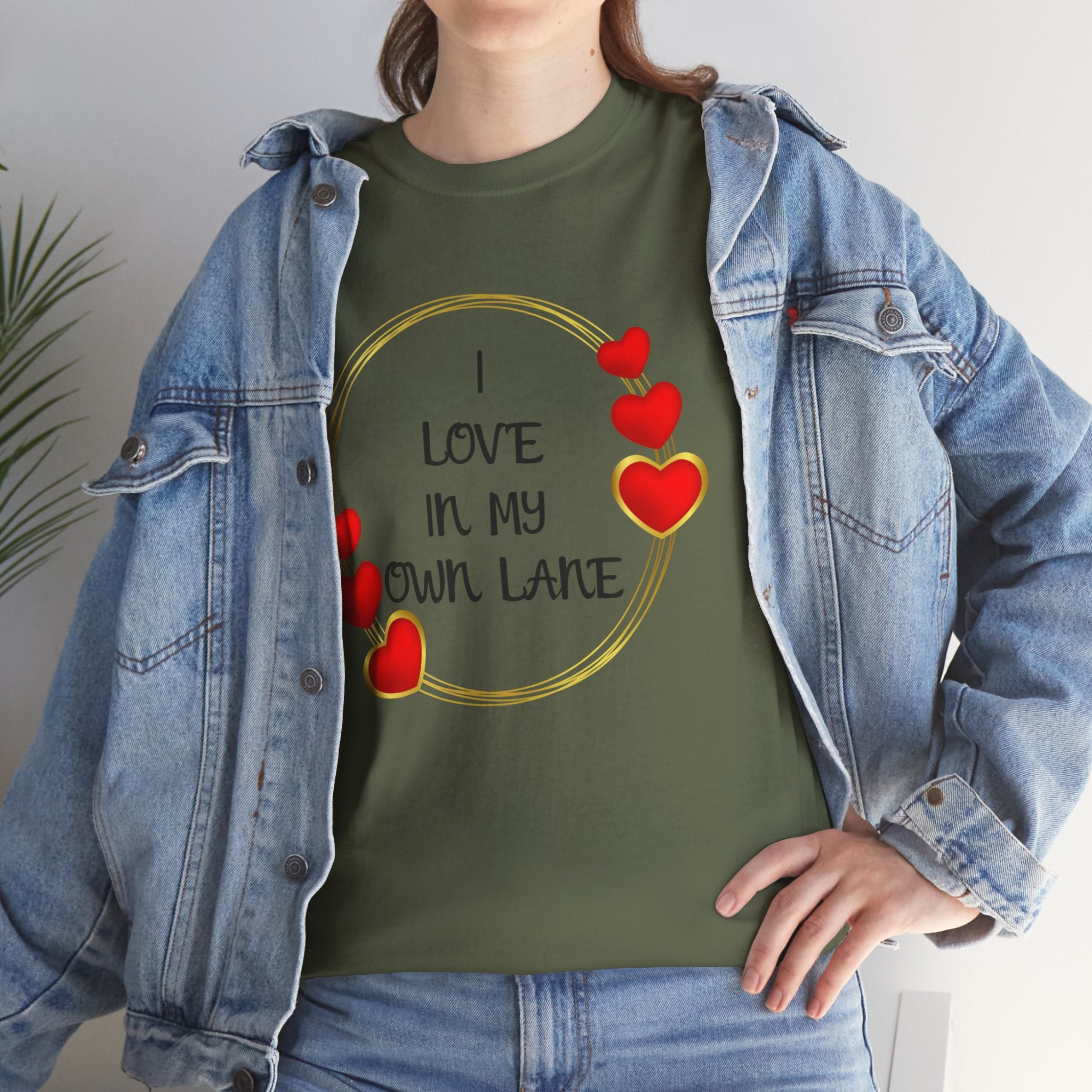 T-Shirt — "I Love In My Own Lane" Heart Graphic Self-Love Tee