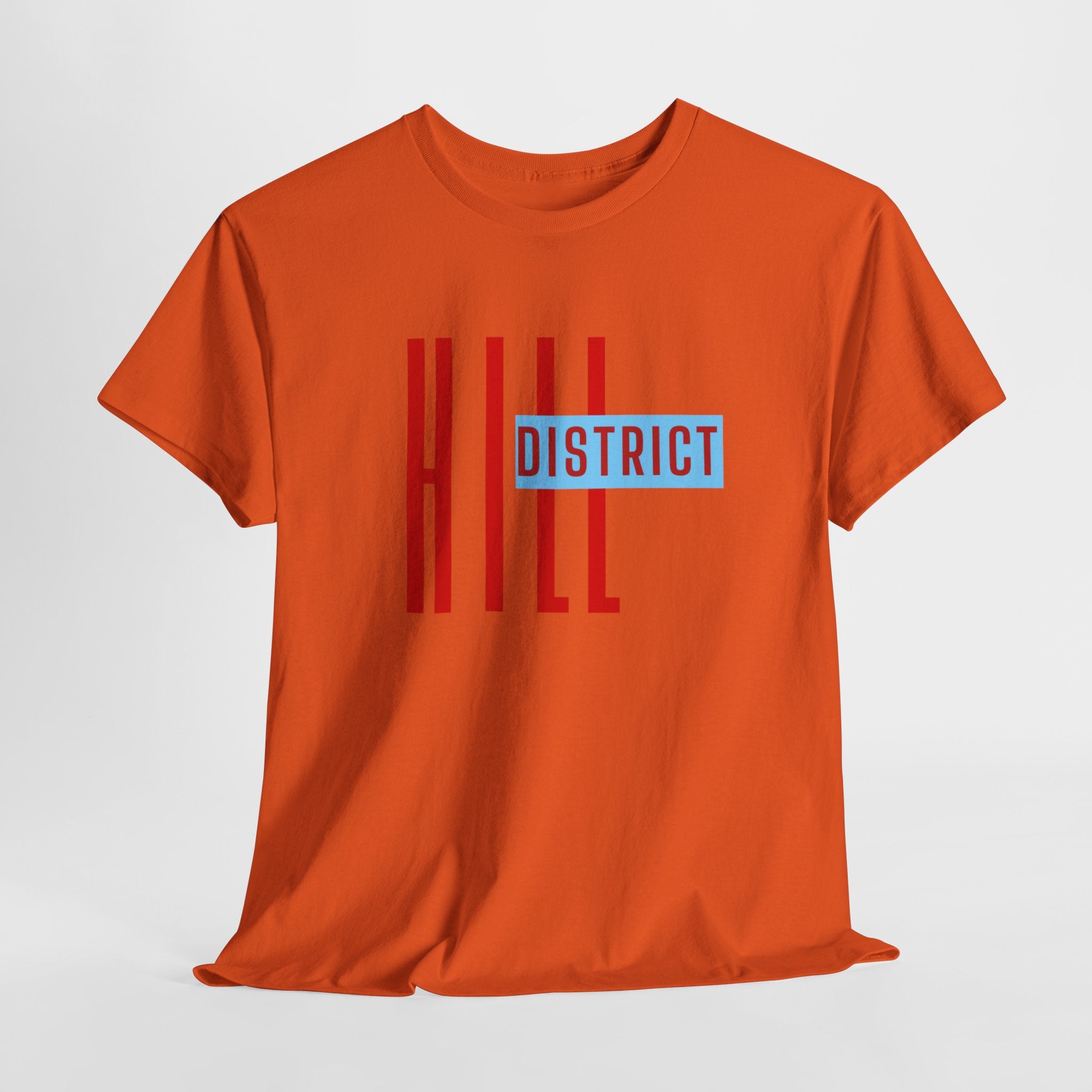 Hill District T-Shirt — Retro Red & Blue 'DISTRICT' Graphic Tee