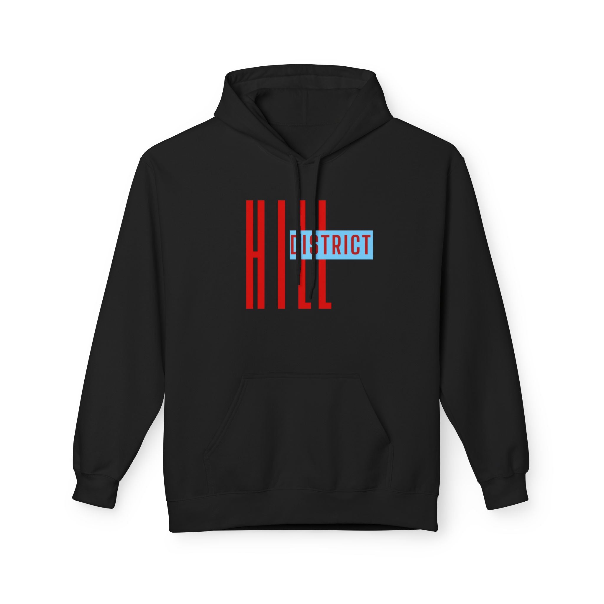 HILL District Hoodie — Retro Red & Blue 'HILL' Streetwear Pullover