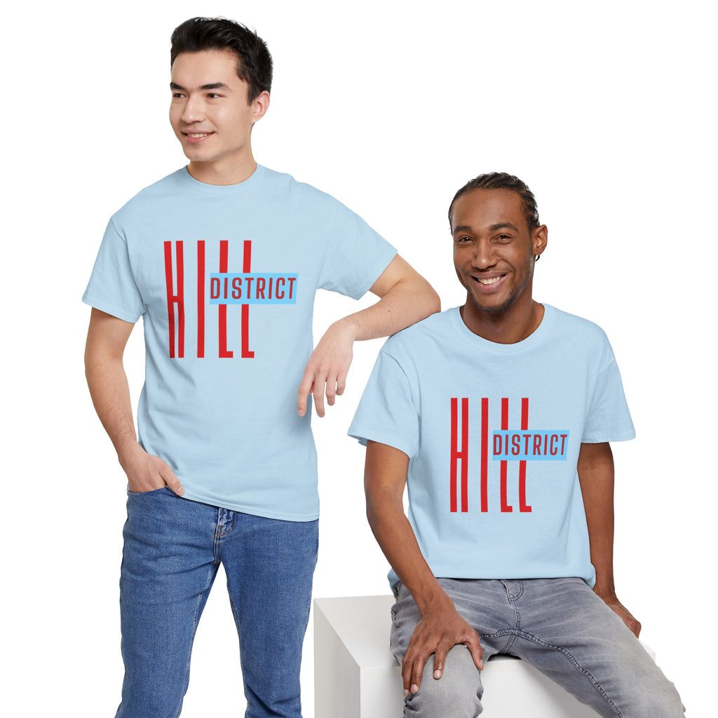 Hill District T-Shirt — Retro Red & Blue 'DISTRICT' Graphic Tee