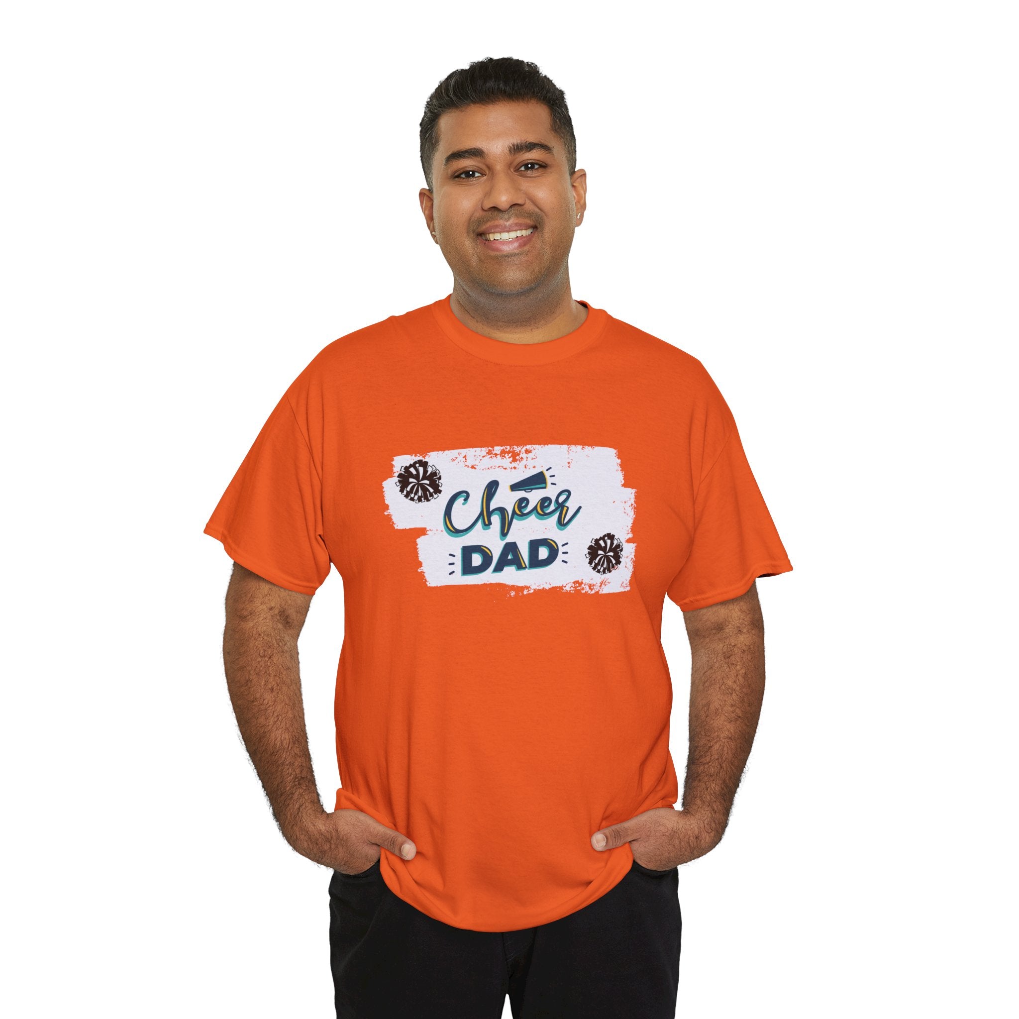 Cheer Dad T-Shirt — Cheerleading Dad Tee with Pom-Poms, Father's Day Gift