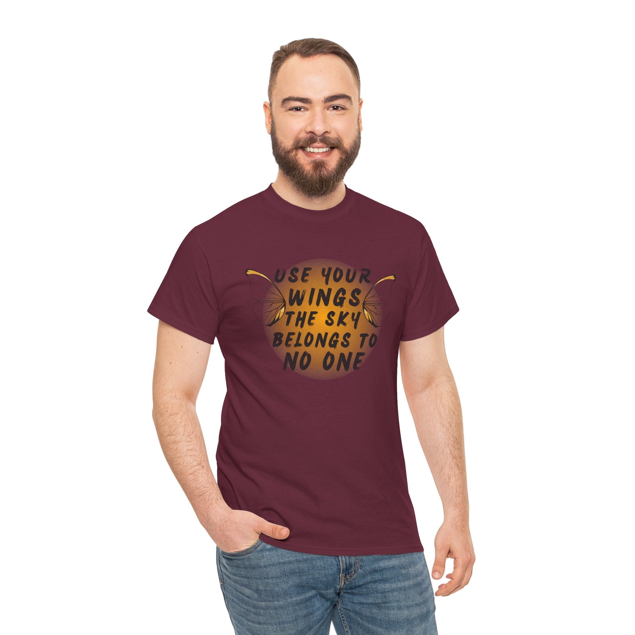 T-Shirt — "Use Your Wings, The Sky Belongs to No One" Inspirational Graphic Tee