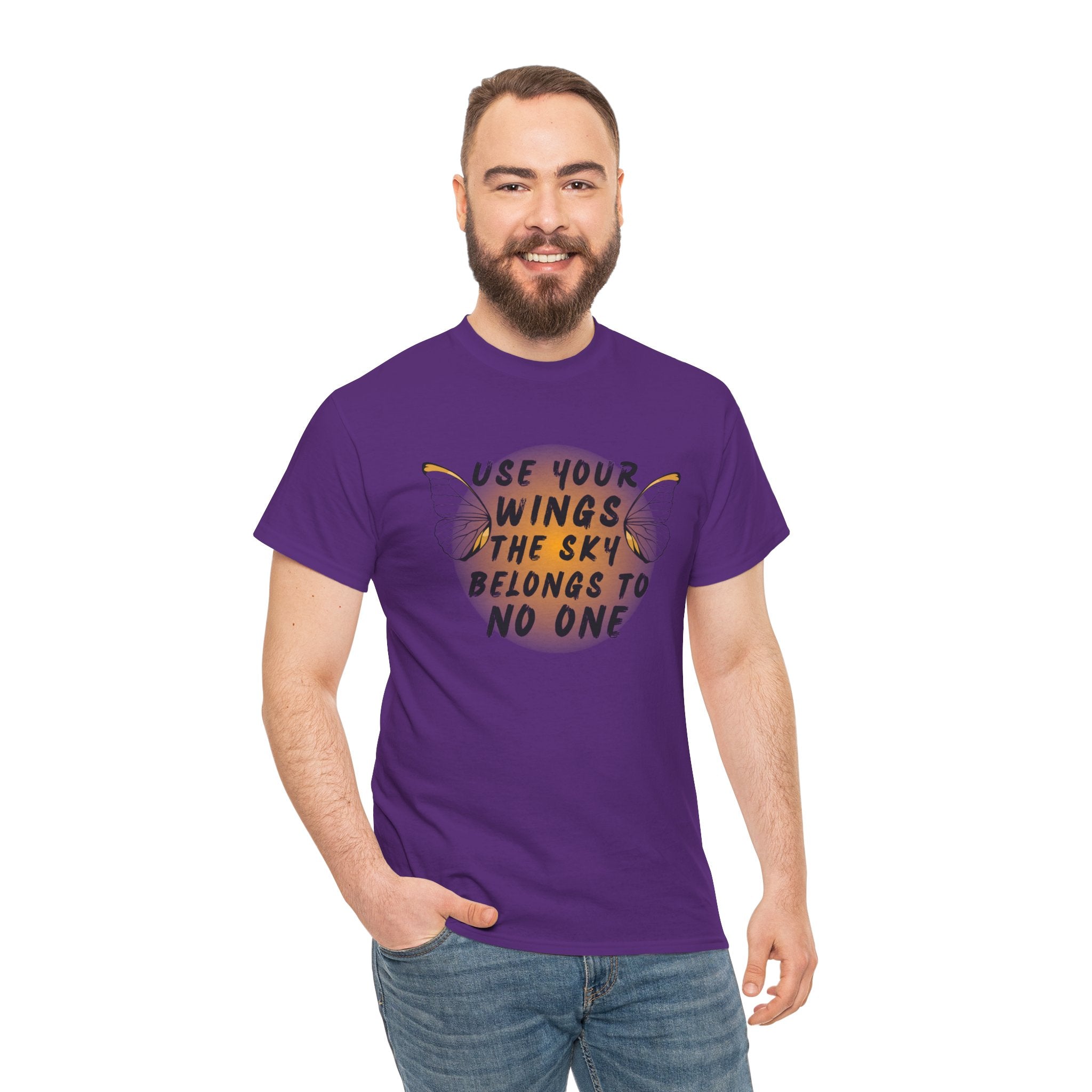T-Shirt — "Use Your Wings, The Sky Belongs to No One" Inspirational Graphic Tee