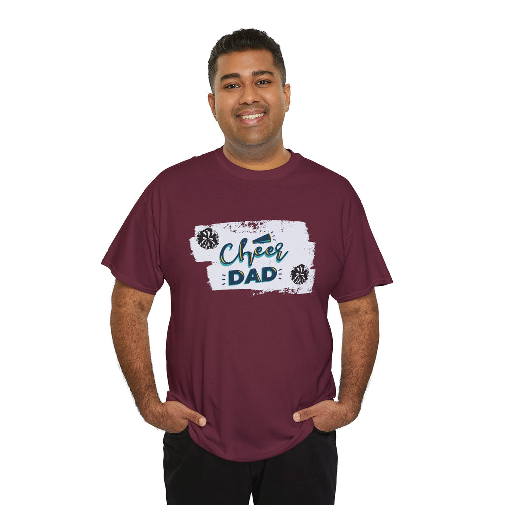 Cheer Dad T-Shirt — Cheerleading Dad Tee with Pom-Poms, Father's Day Gift