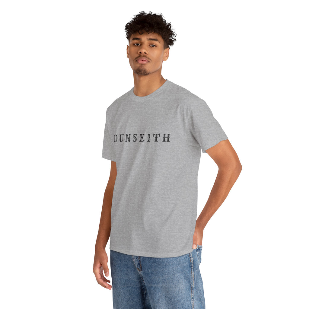DUNSEITH Minimalist Text Tee — Classic White Graphic T-Shirt