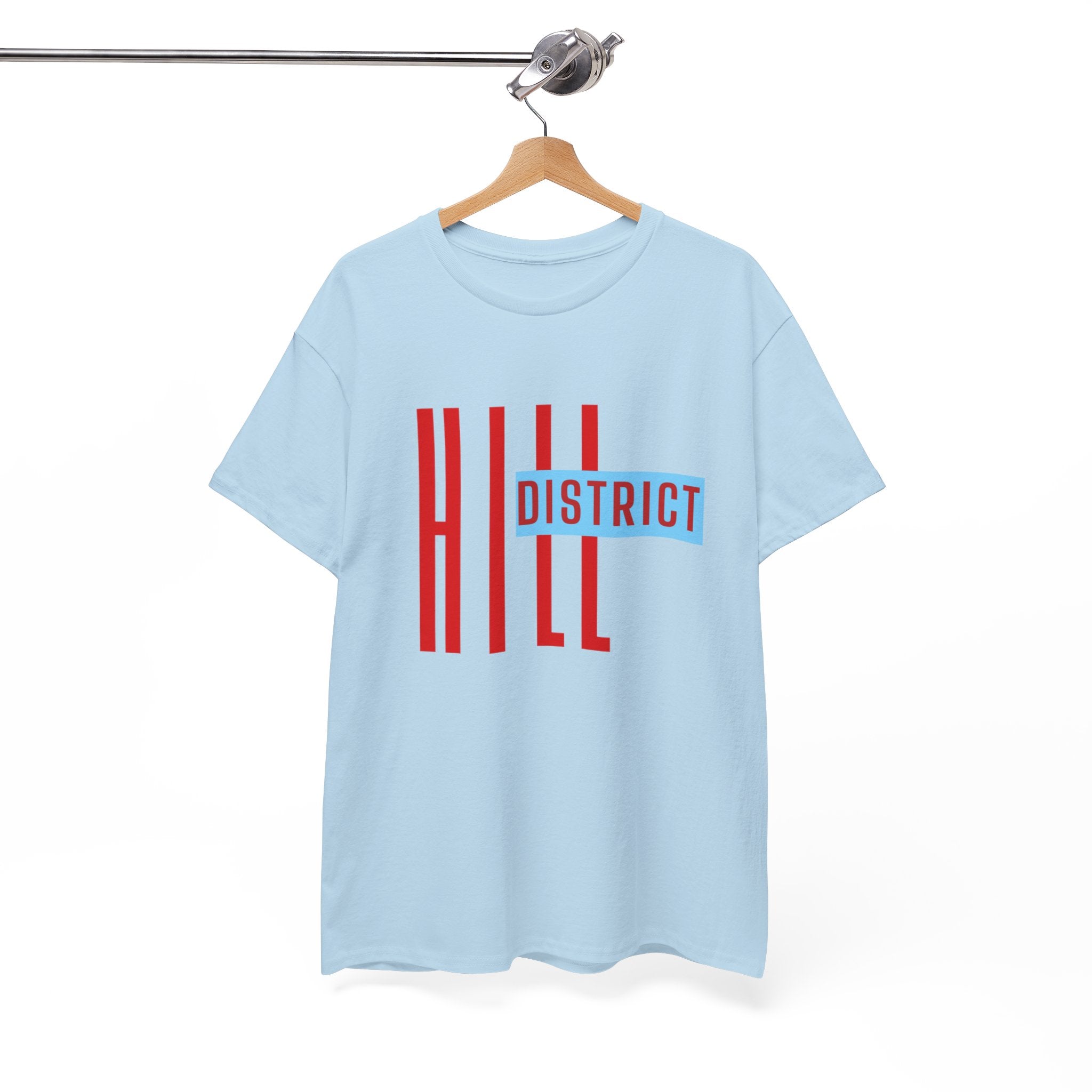 Hill District T-Shirt — Retro Red & Blue 'DISTRICT' Graphic Tee