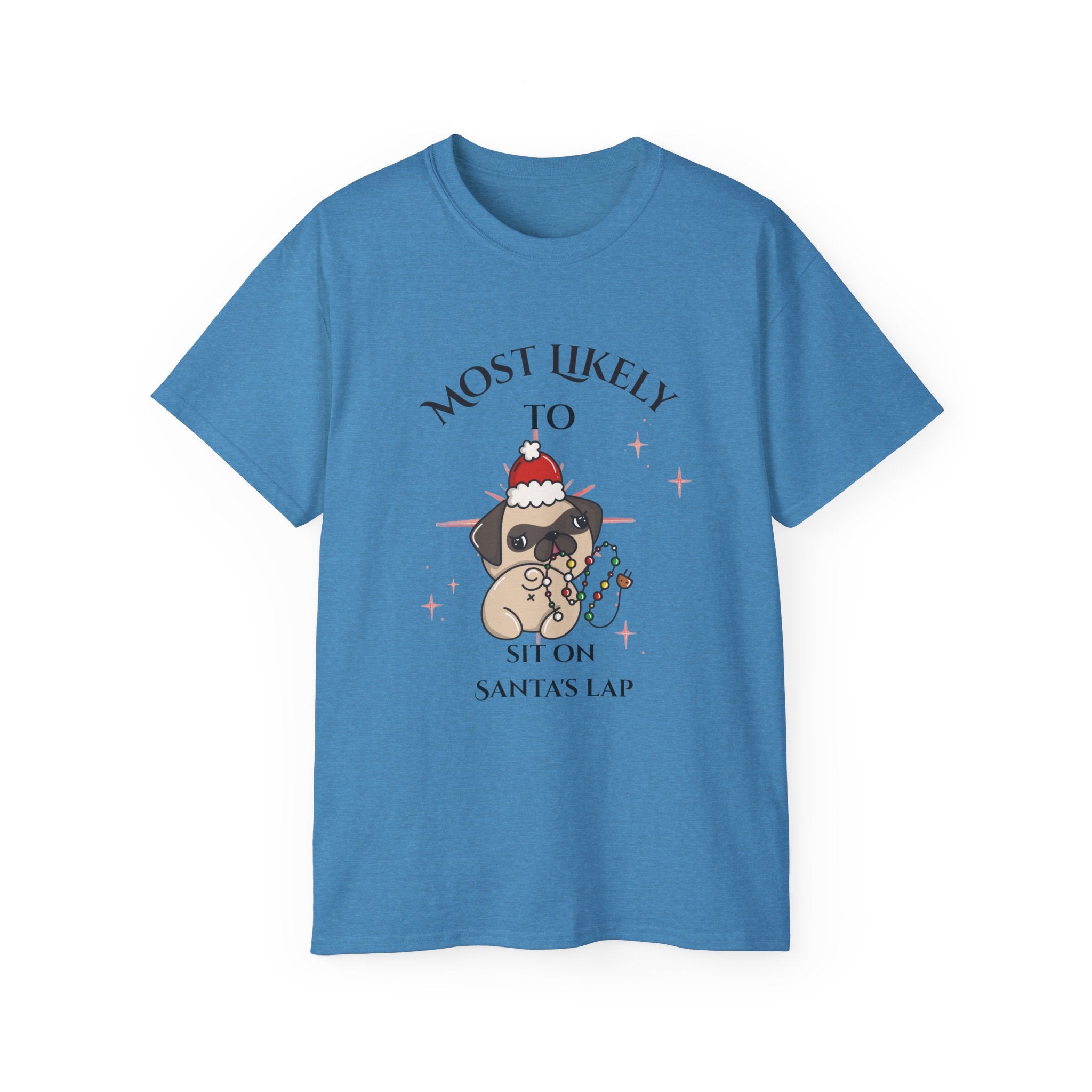 Most Likely to Sit on Santa's Lap, Cute Christmas Dog Tee - Holiday Gift, Dog Lover Shirt, Funny Xmas Apparel, Unisex Christmas Top