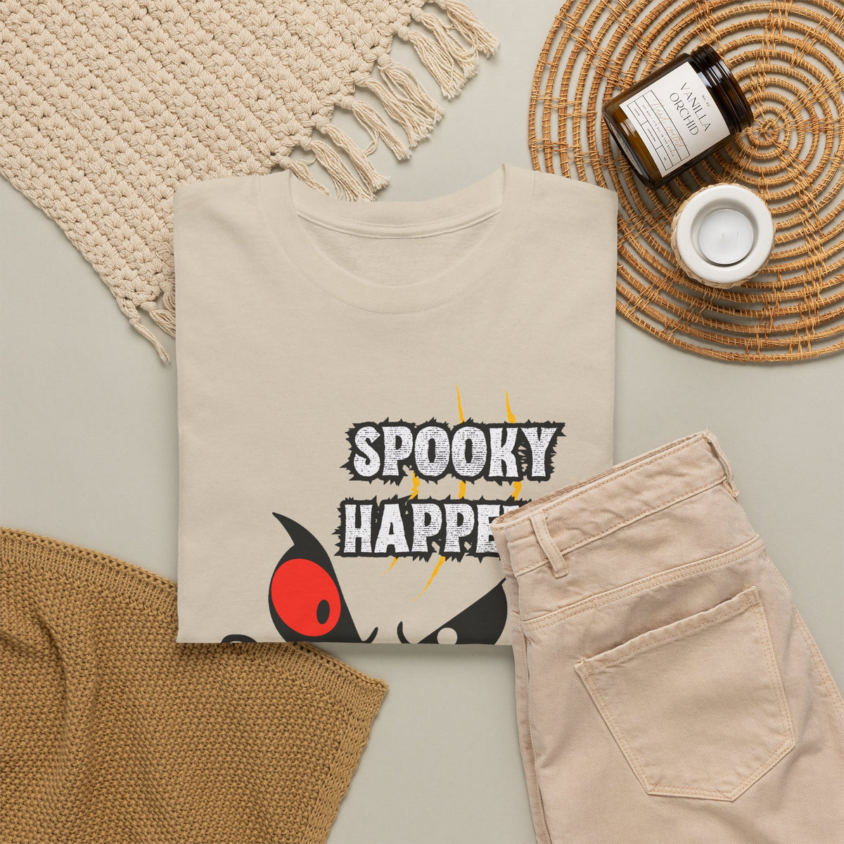 Spooky Happens Halloween T-Shirt — Creepy Jack-O'-Lantern Face Tee
