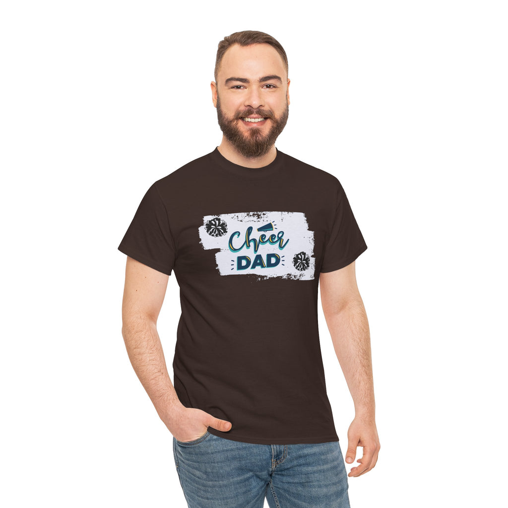 Cheer Dad T-Shirt — Cheerleading Dad Tee with Pom-Poms, Father's Day Gift