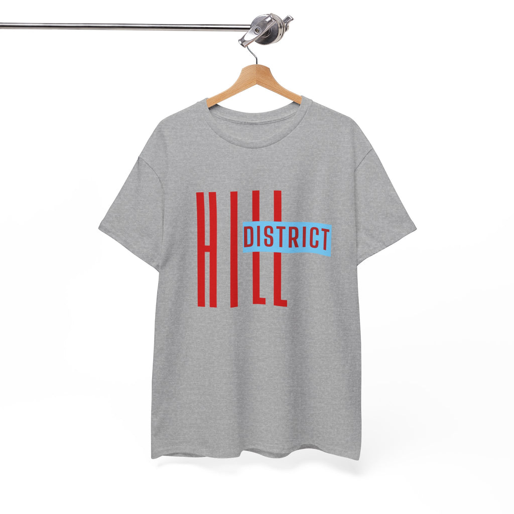 Hill District T-Shirt — Retro Red & Blue 'DISTRICT' Graphic Tee