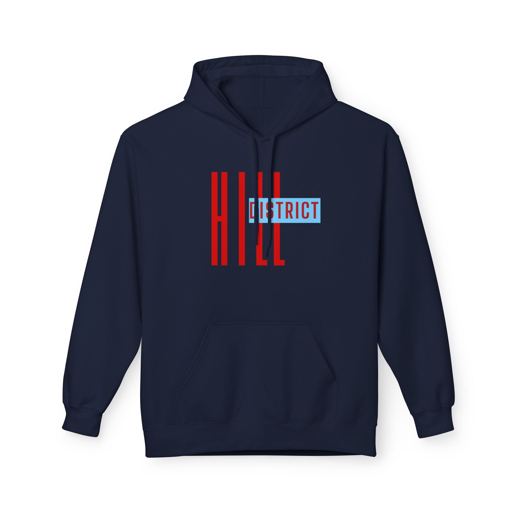 HILL District Hoodie — Retro Red & Blue 'HILL' Streetwear Pullover