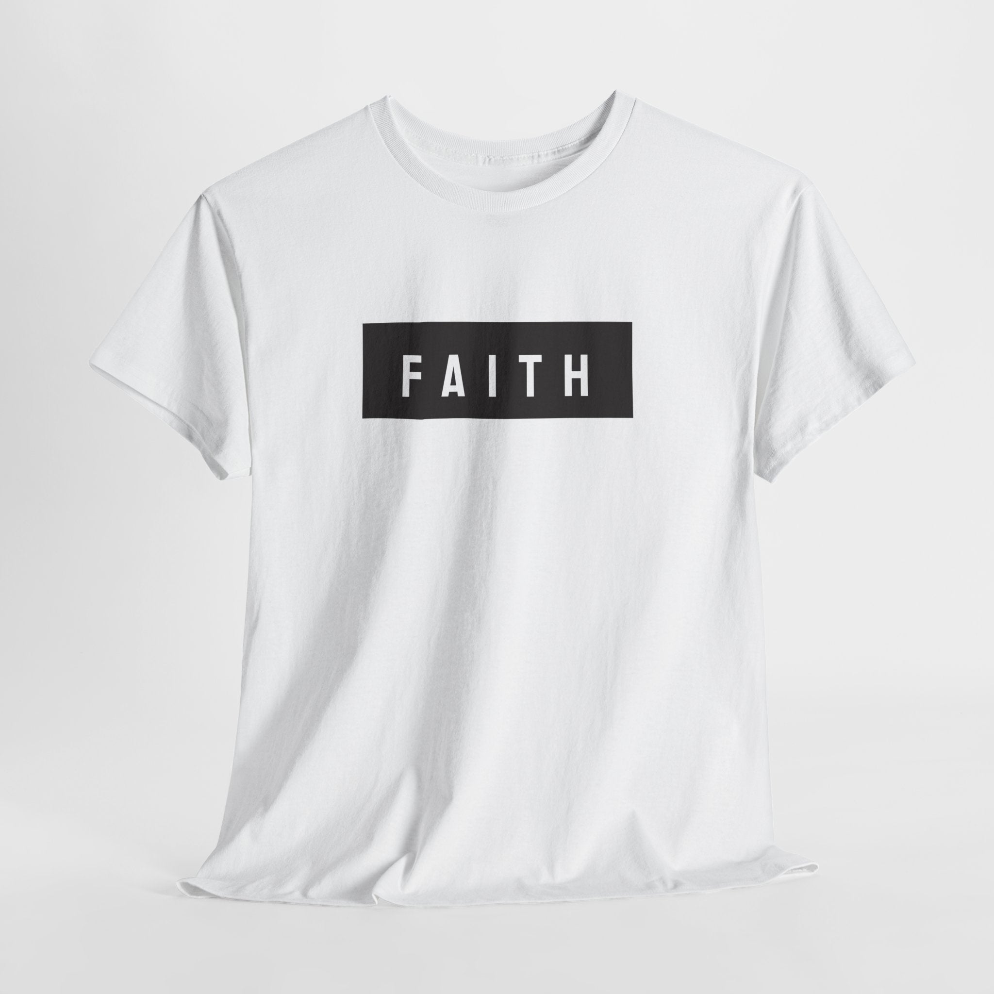 Faith Graphic Tee — Minimal Black Box Christian T-Shirt