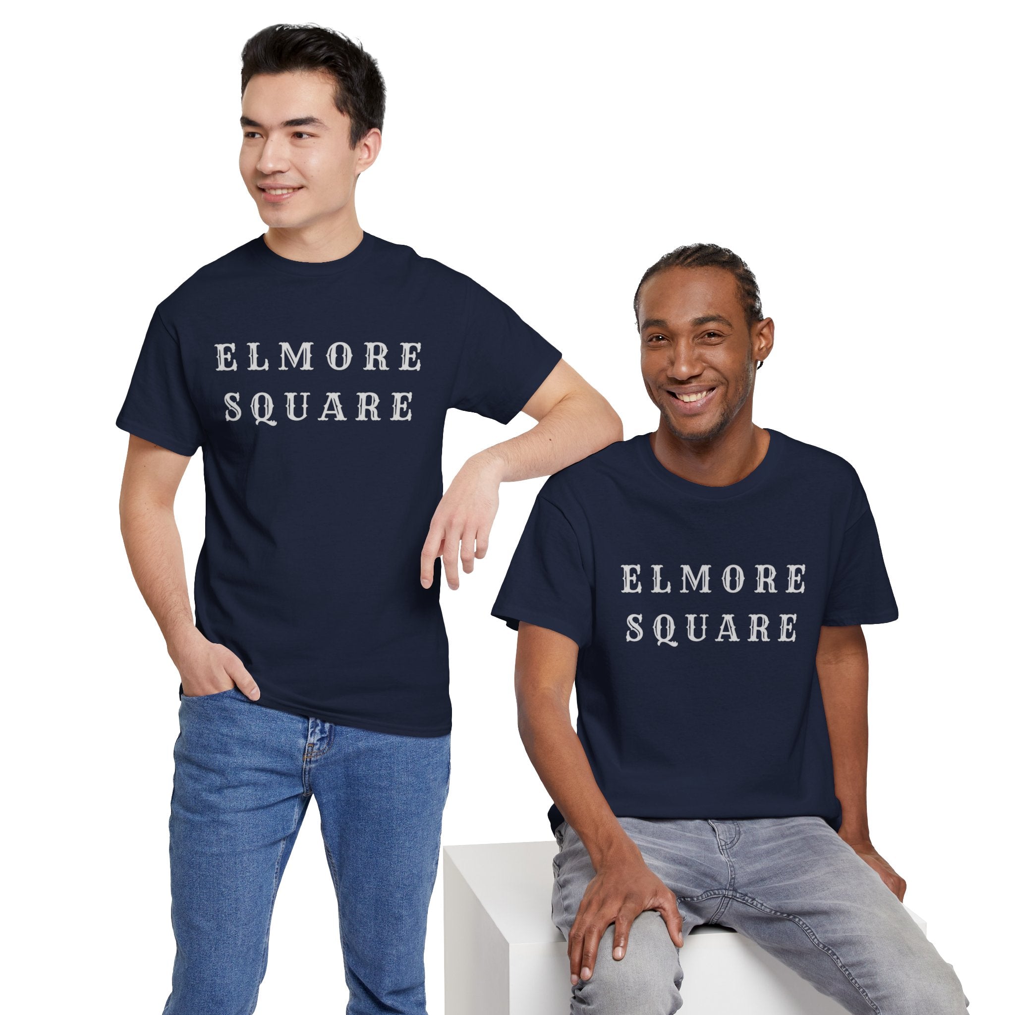 Elmore Square Vintage Lettering T‑Shirt — Retro City Name Tee