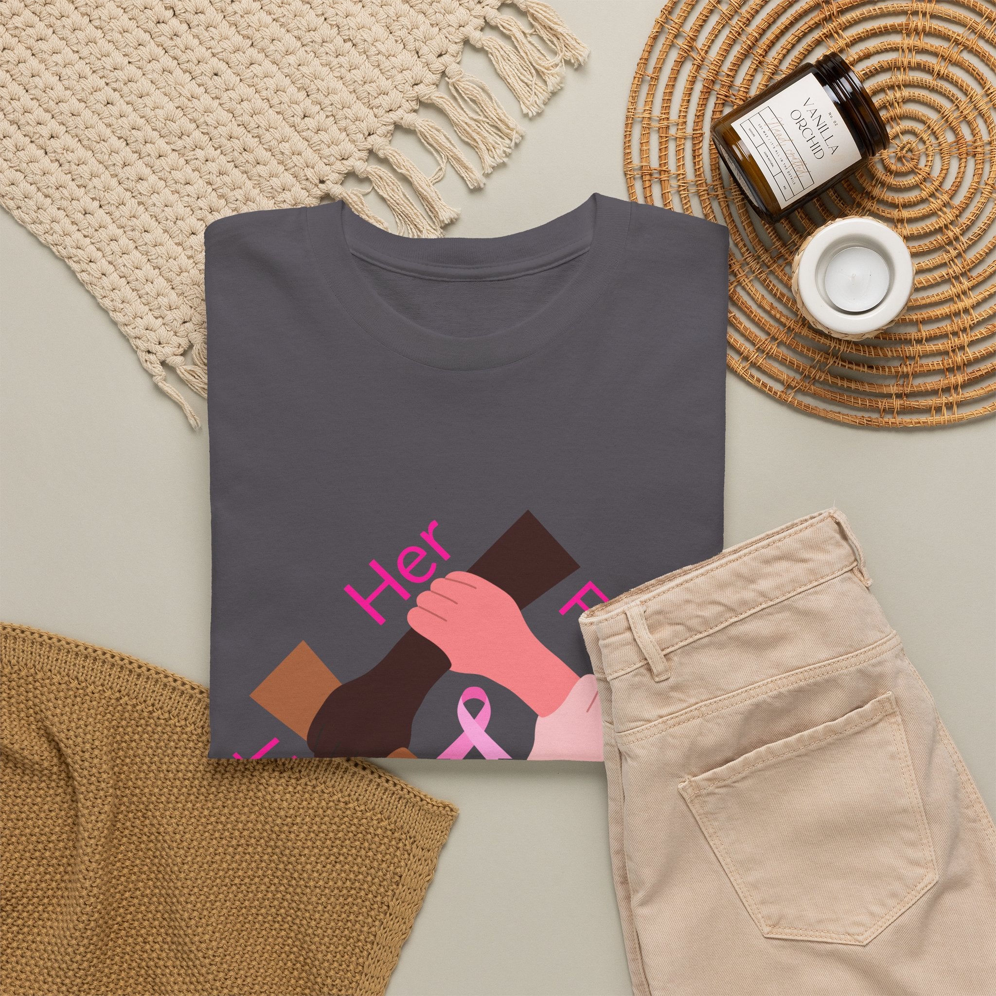 Breast Cancer Awareness Tee — “Our Fight Is Her Fight” Pink Ribbon Support Shirt