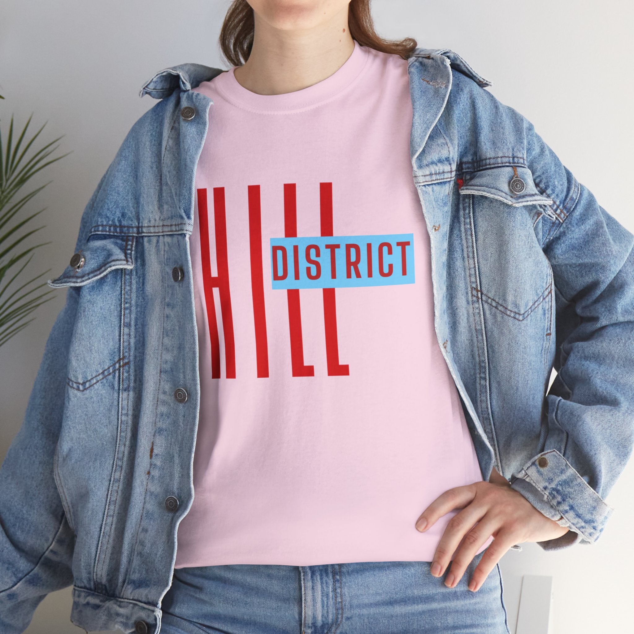 Hill District T-Shirt — Retro Red & Blue 'DISTRICT' Graphic Tee