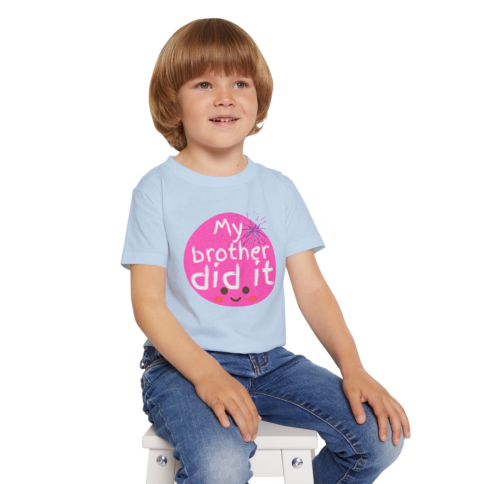 Toddler T-Shirt — "My Brother Did It" Cute Pink Blame Graphic