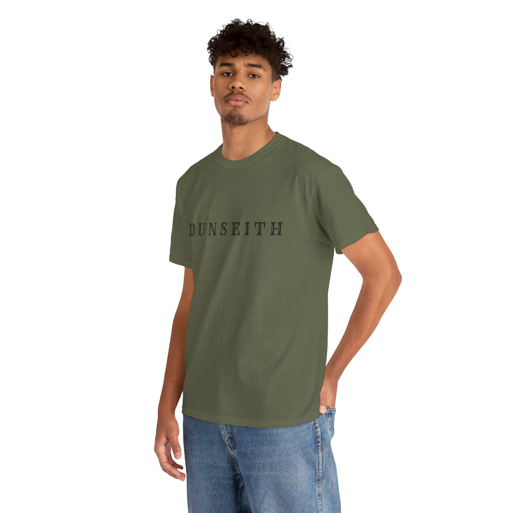 DUNSEITH Minimalist Text Tee — Classic White Graphic T-Shirt