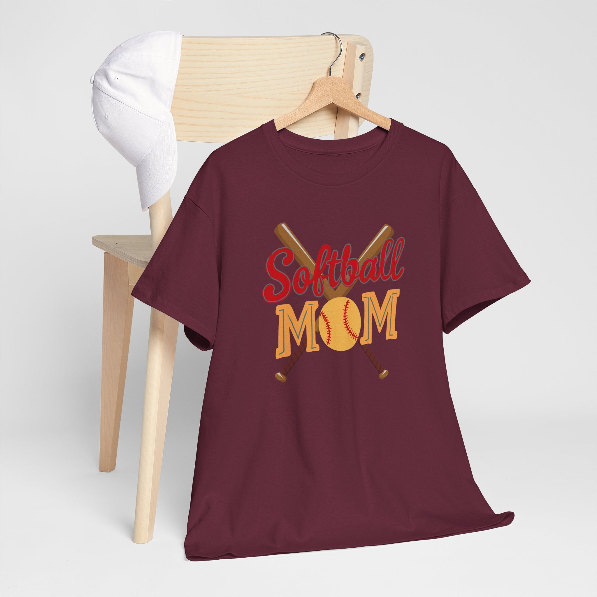 Softball Mom T‑Shirt — Retro Crossed Bats & Ball Tee for Proud Moms