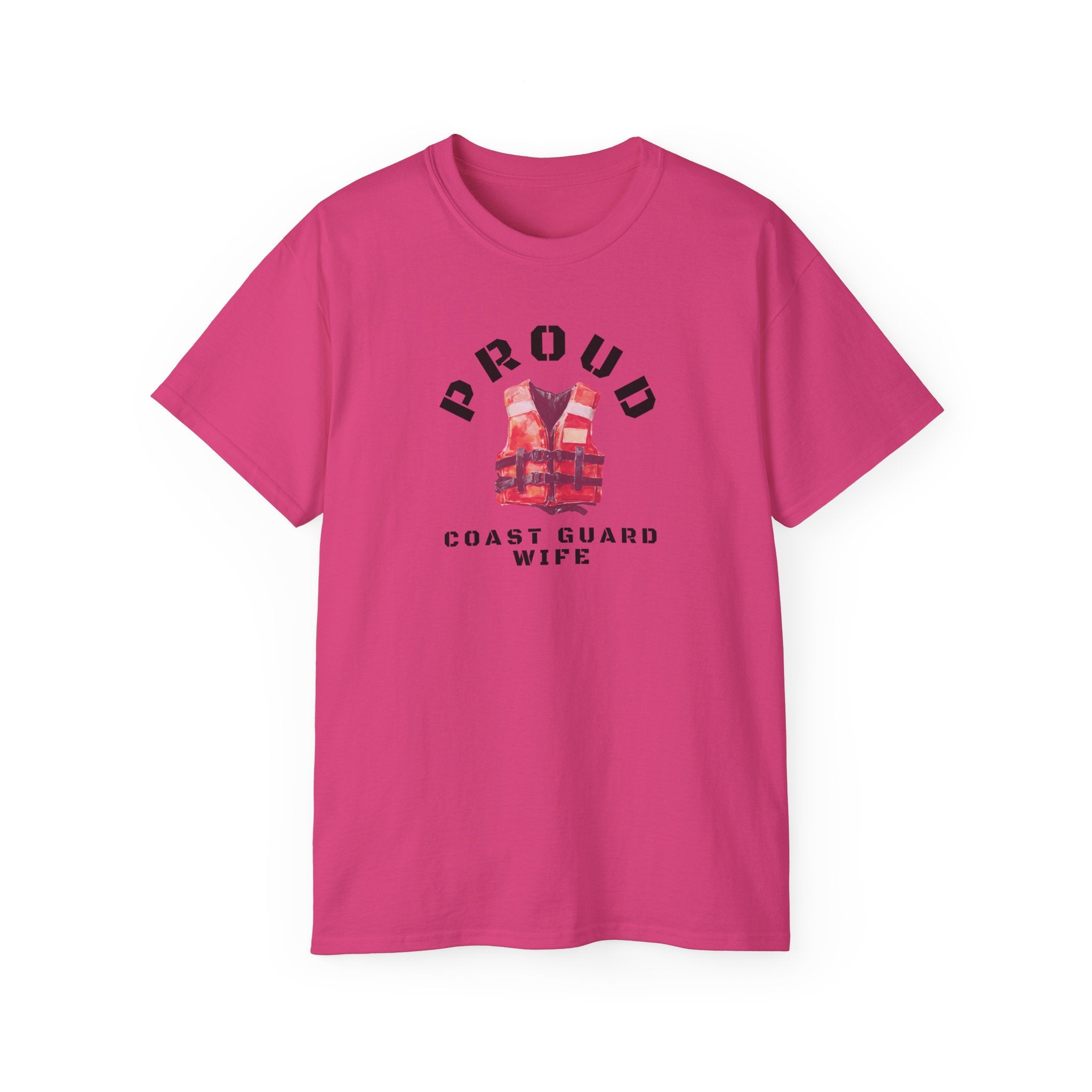 Proud Coast Guard Wife T-Shirt — Life Vest Graphic Tee for Military Spouses