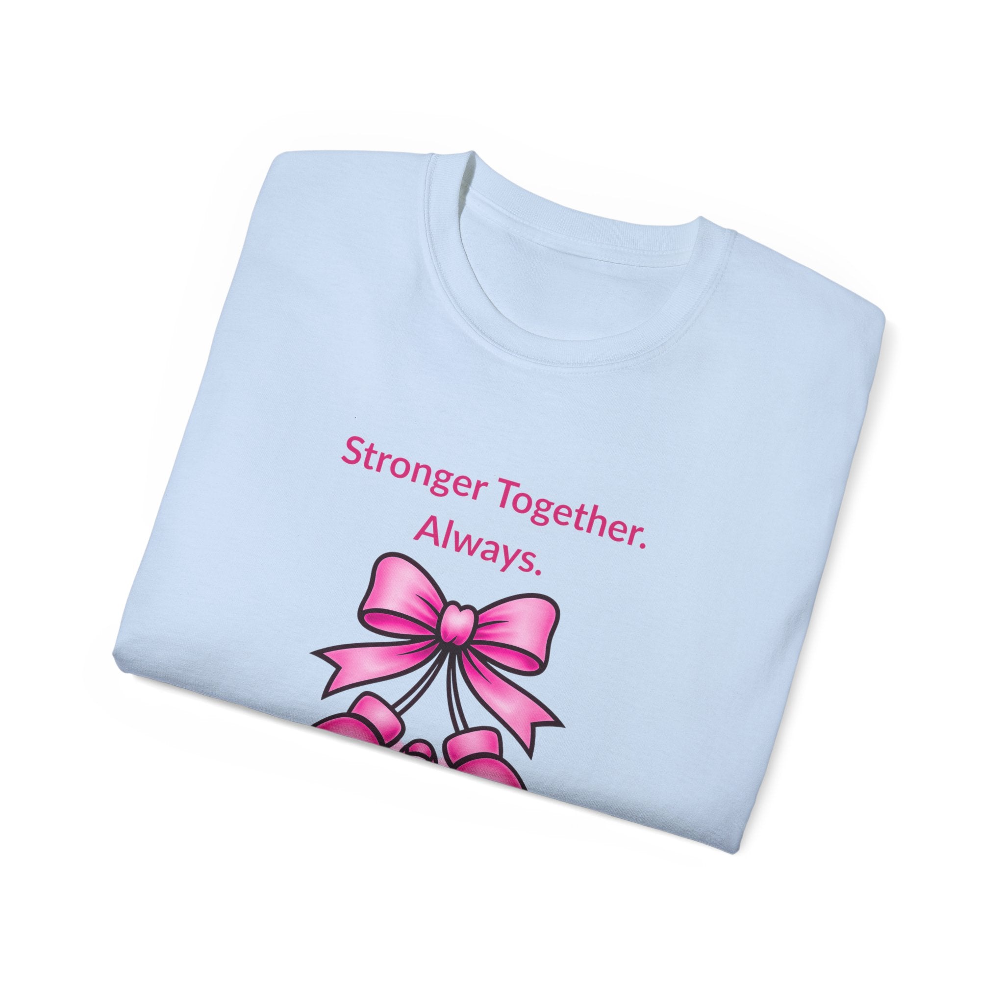 T-Shirt — "Stronger Together. Always. Tough Titties Club" Pink Ribbon Boxing Design