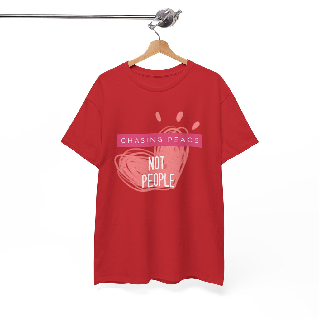 Chasing Peace Not People Tee — Pink Graphic Mental Health Awareness T‑Shirt