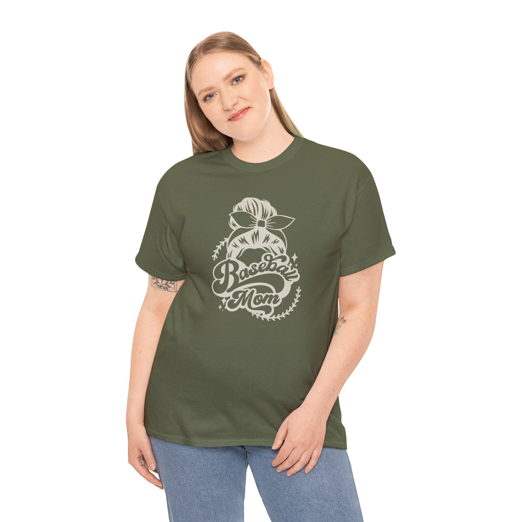 Baseball Mom Tee — Messy Bun Graphic Shirt for Proud Baseball Moms