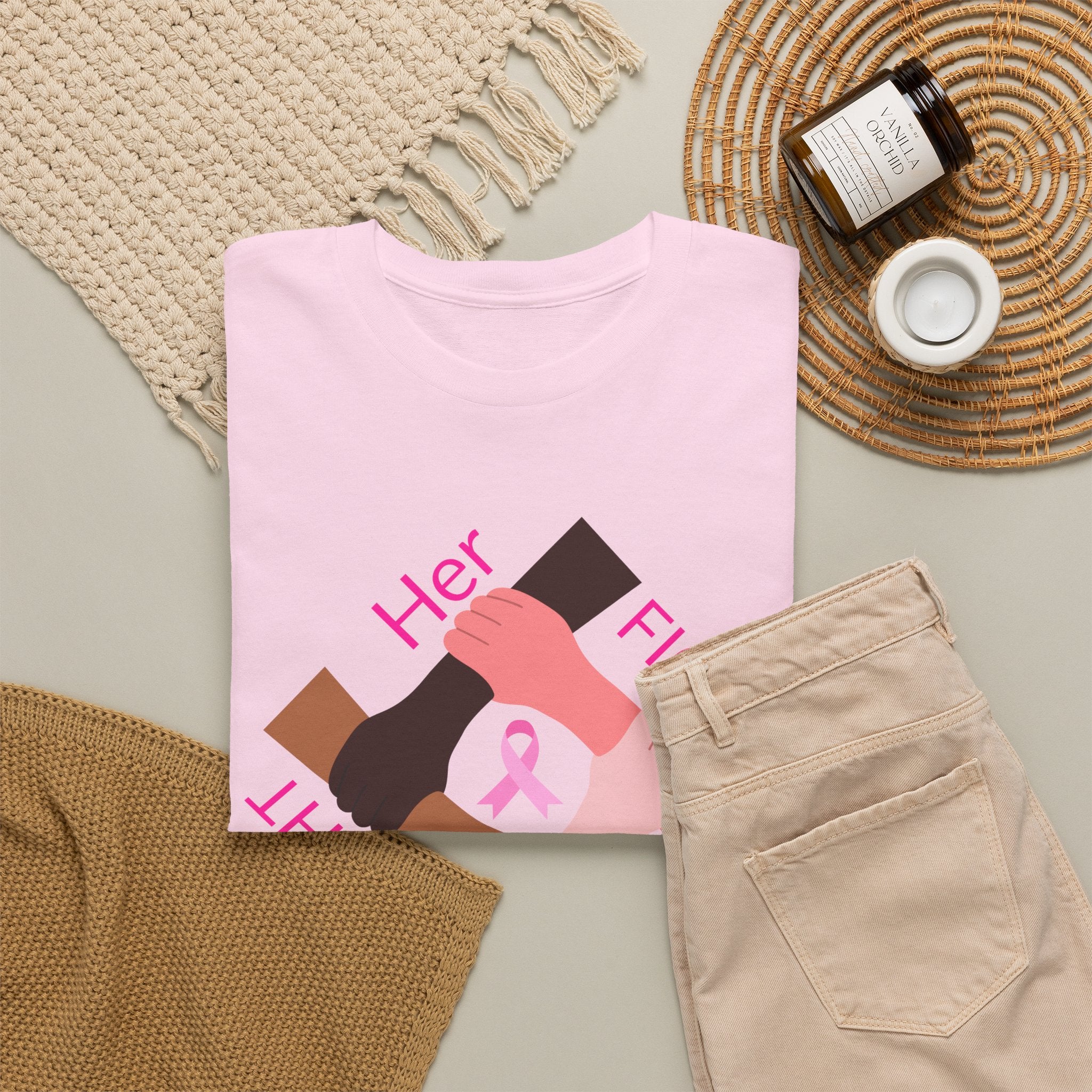 Breast Cancer Awareness Tee — “Our Fight Is Her Fight” Pink Ribbon Support Shirt