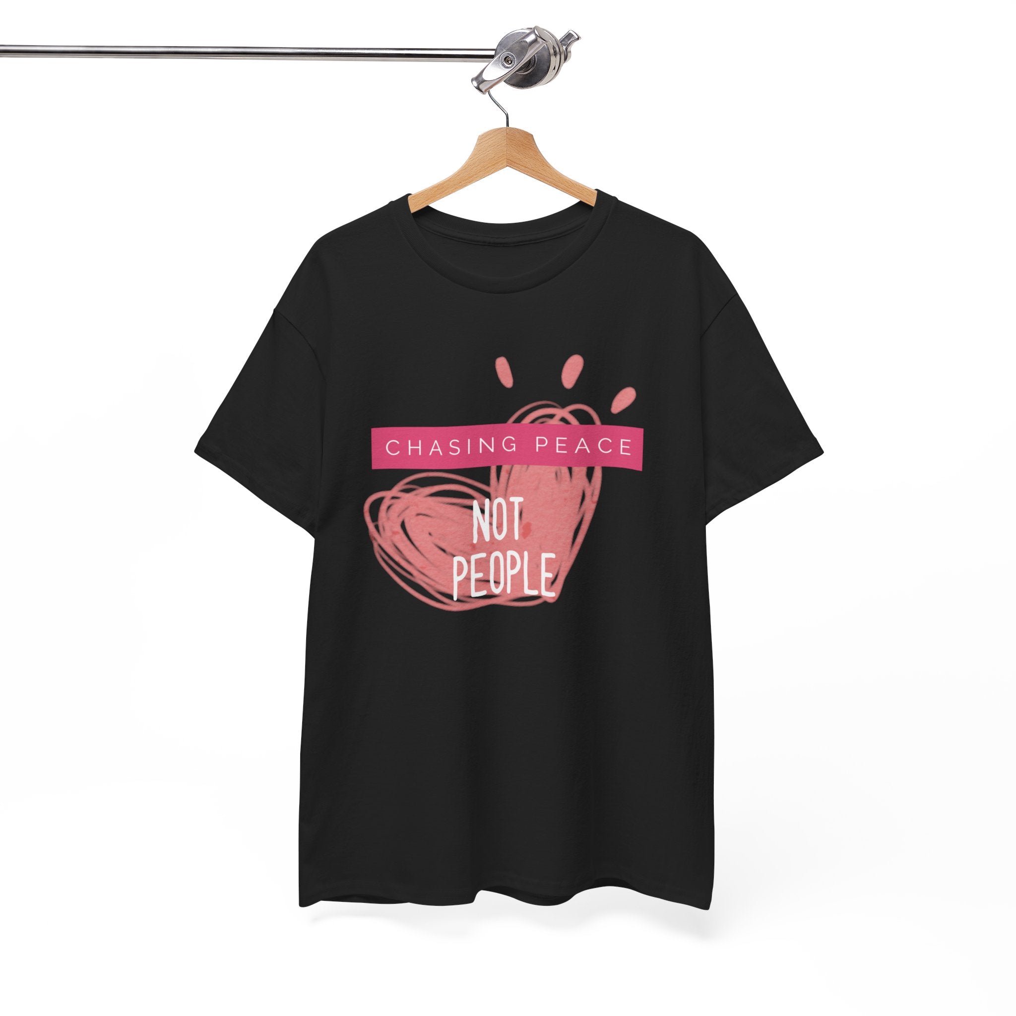 Chasing Peace Not People Tee — Pink Graphic Mental Health Awareness T‑Shirt