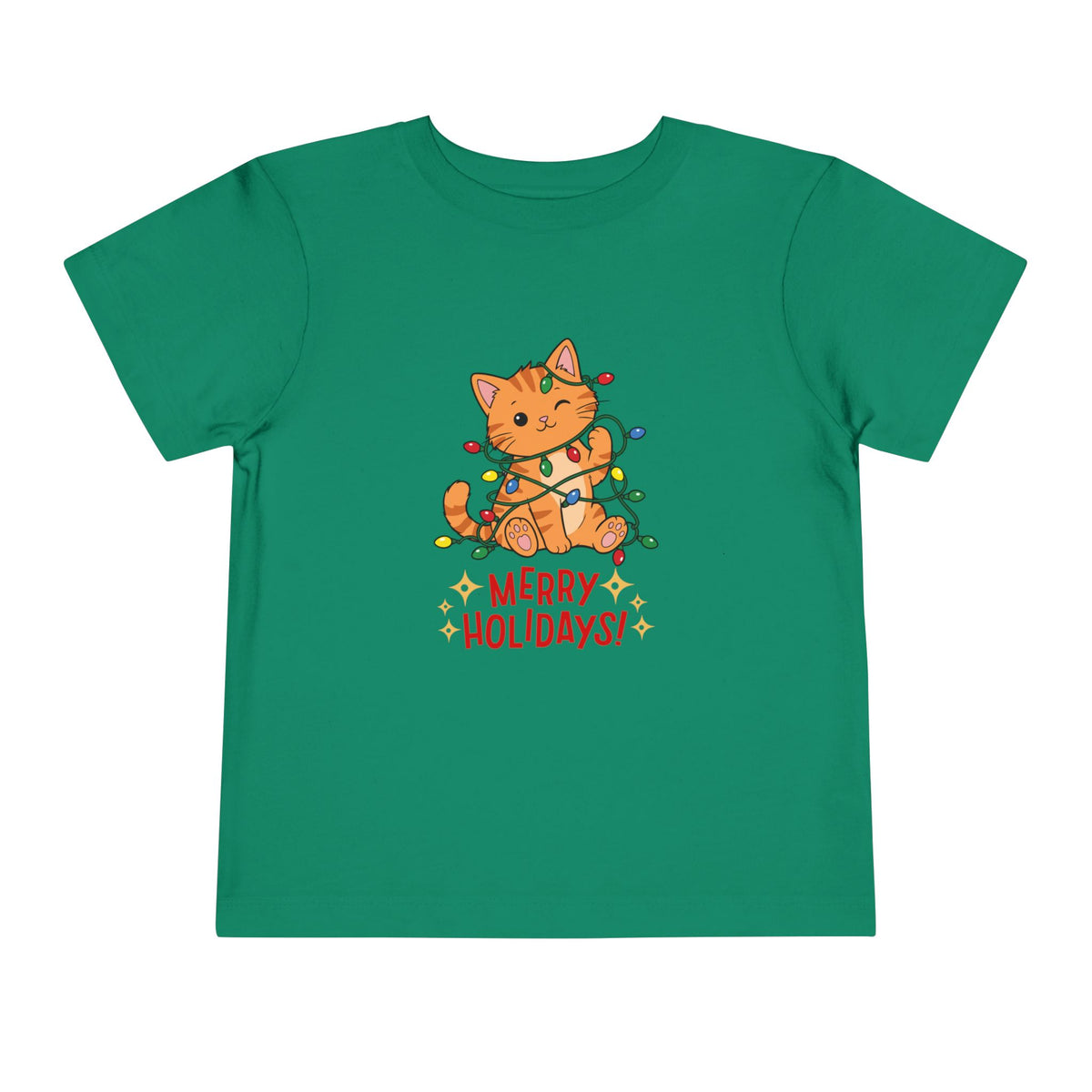 Toddler Merry Holidays Cat Christmas Short Sleeve Tee