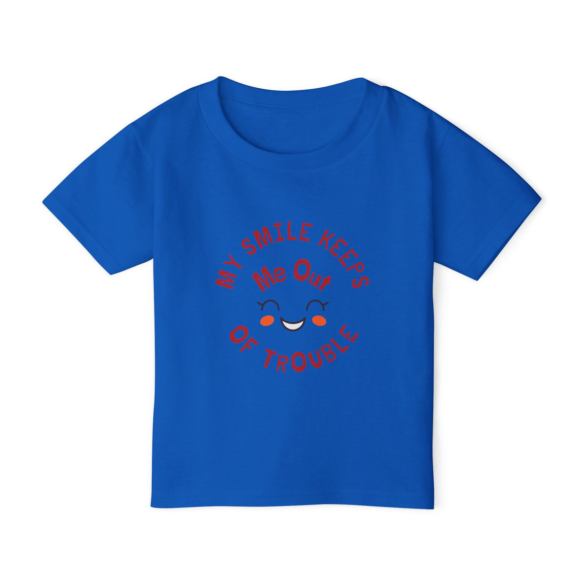 Toddler T‑Shirt — “My Smile Keeps Me Out of Trouble” Cute Smiley Kids Tee
