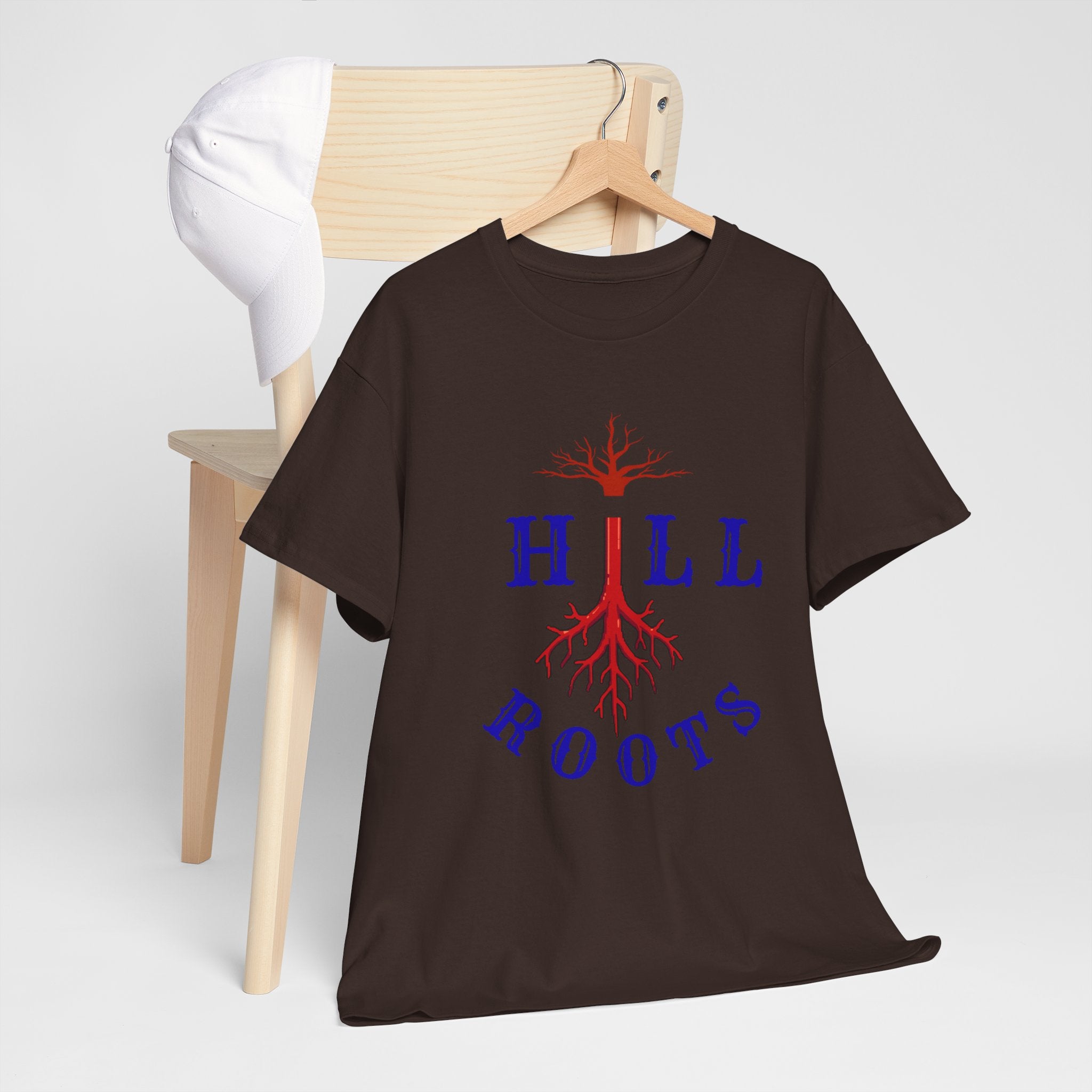 T-Shirt — Hill Roots Logo Tee (red tree roots graphic)