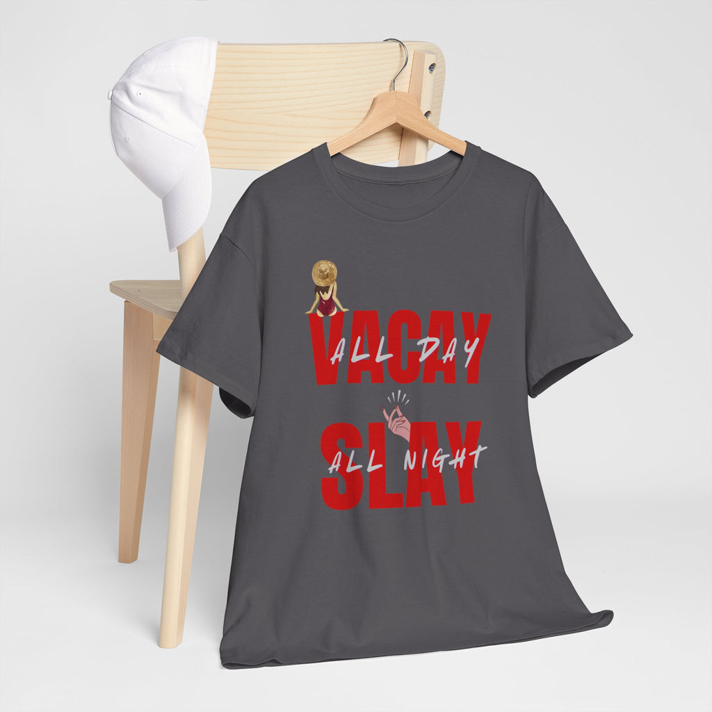 Slay All Night Graphic Tee — "Slay All Night" Red Text Party Shirt