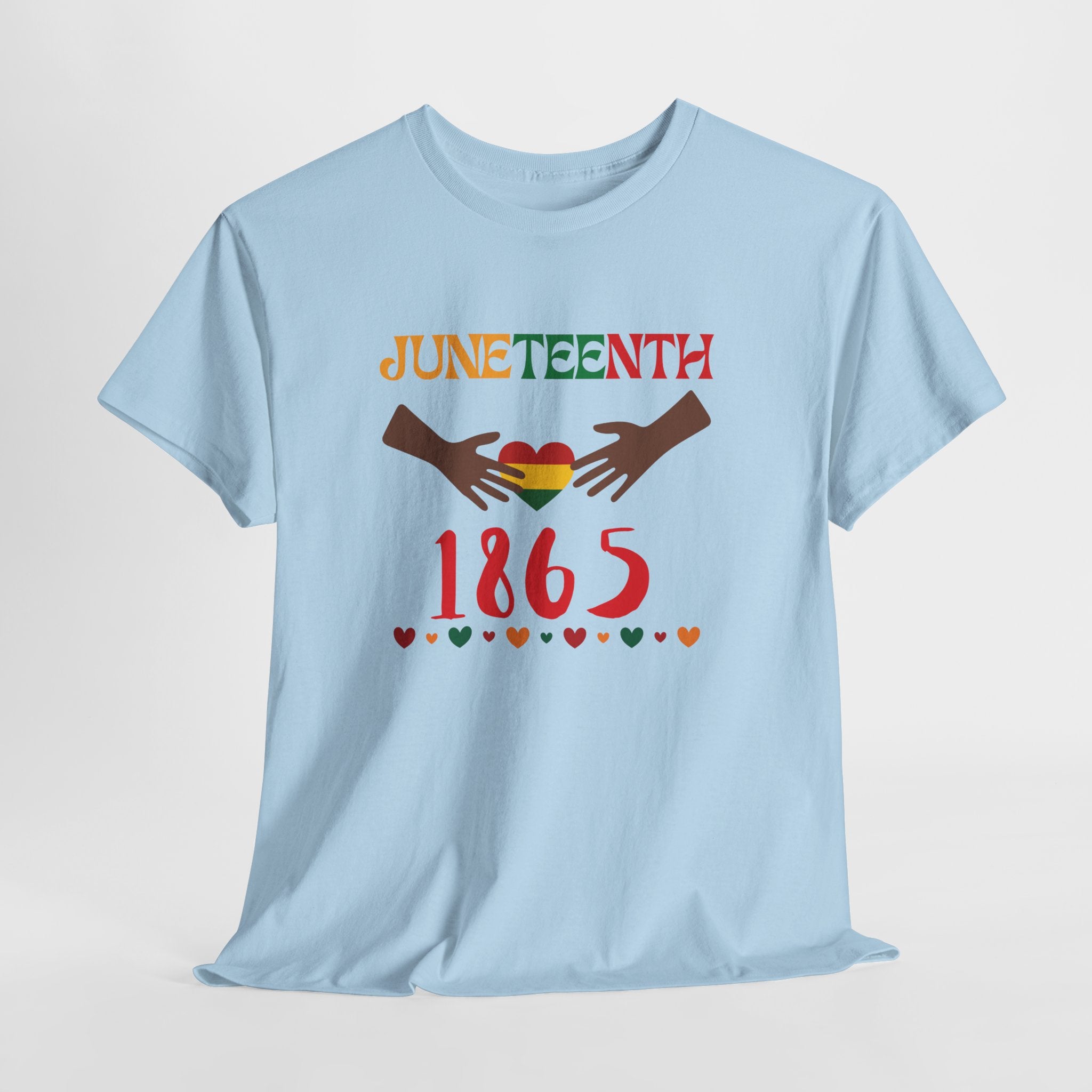 Juneteenth 1865 T-Shirt — Black History Celebration Tee with Heart & Hands Design
