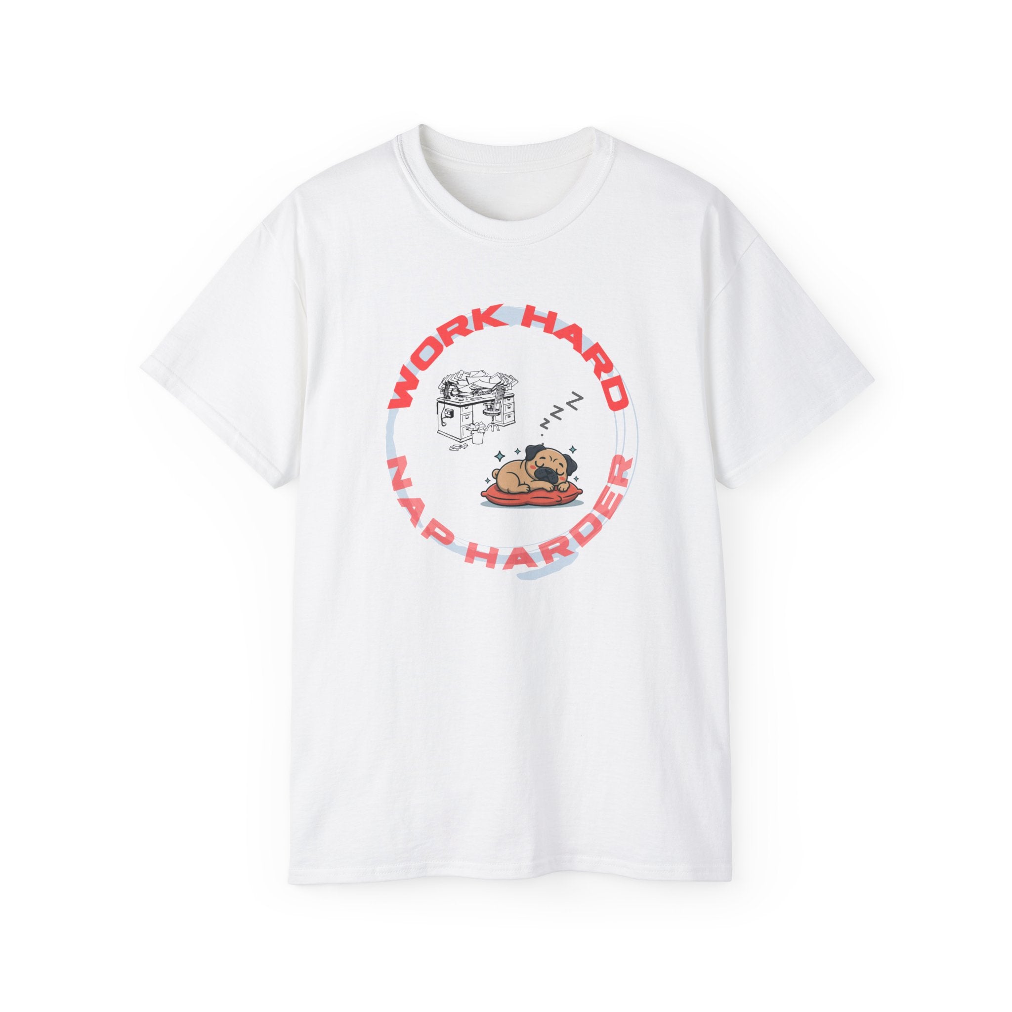Work Hard Nap Harder T‑Shirt — Funny Sleep Lover Graphic Tee