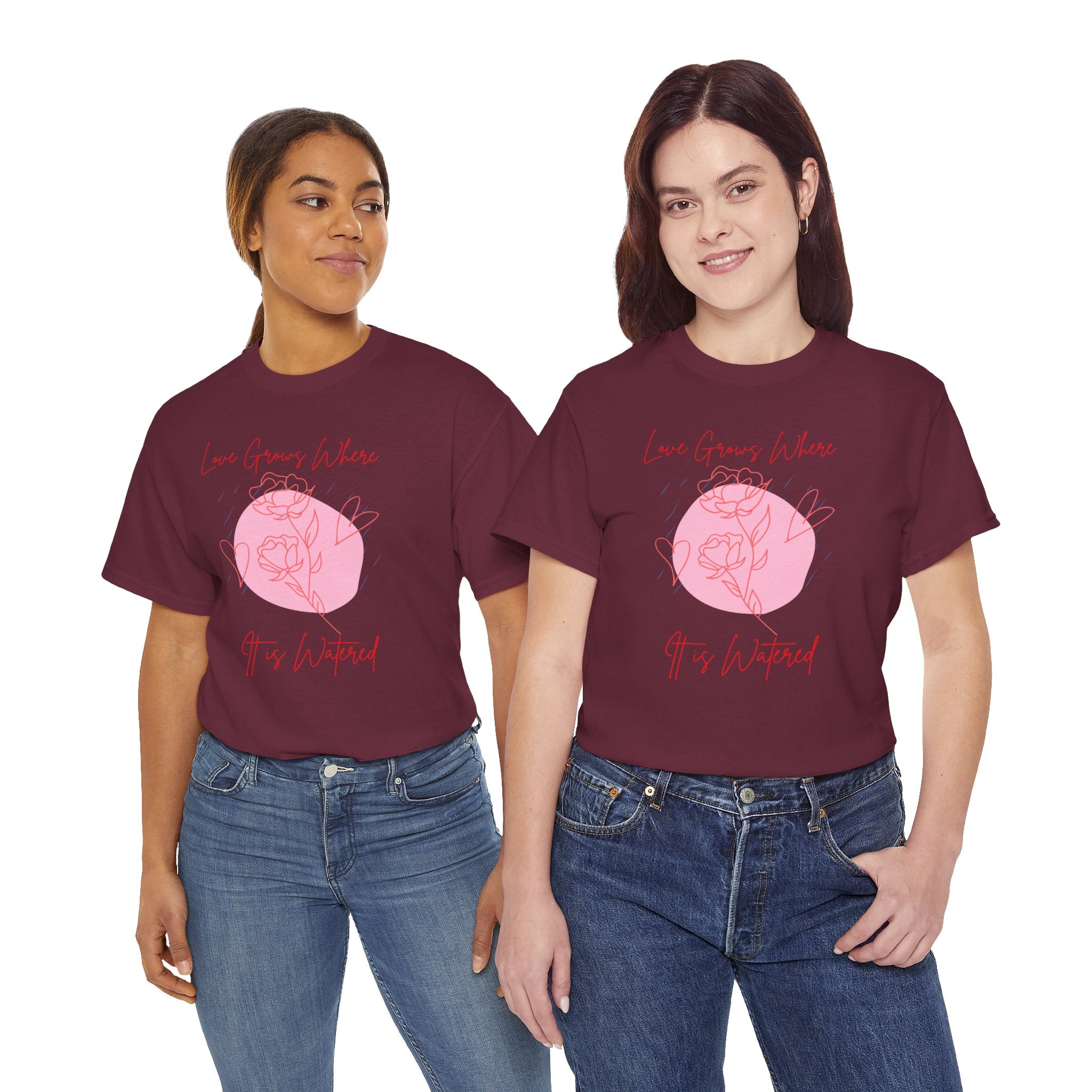 Rose Moon Graphic Tee — "Love Grows Where It’s Watered"