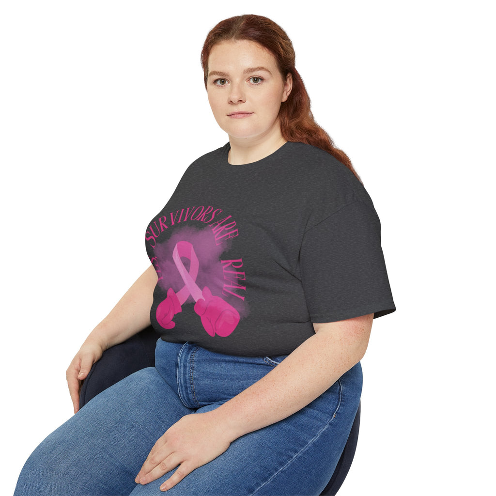 Breast Cancer Survivors Are Real T-Shirt — Pink Ribbon Boxing Gloves Tee