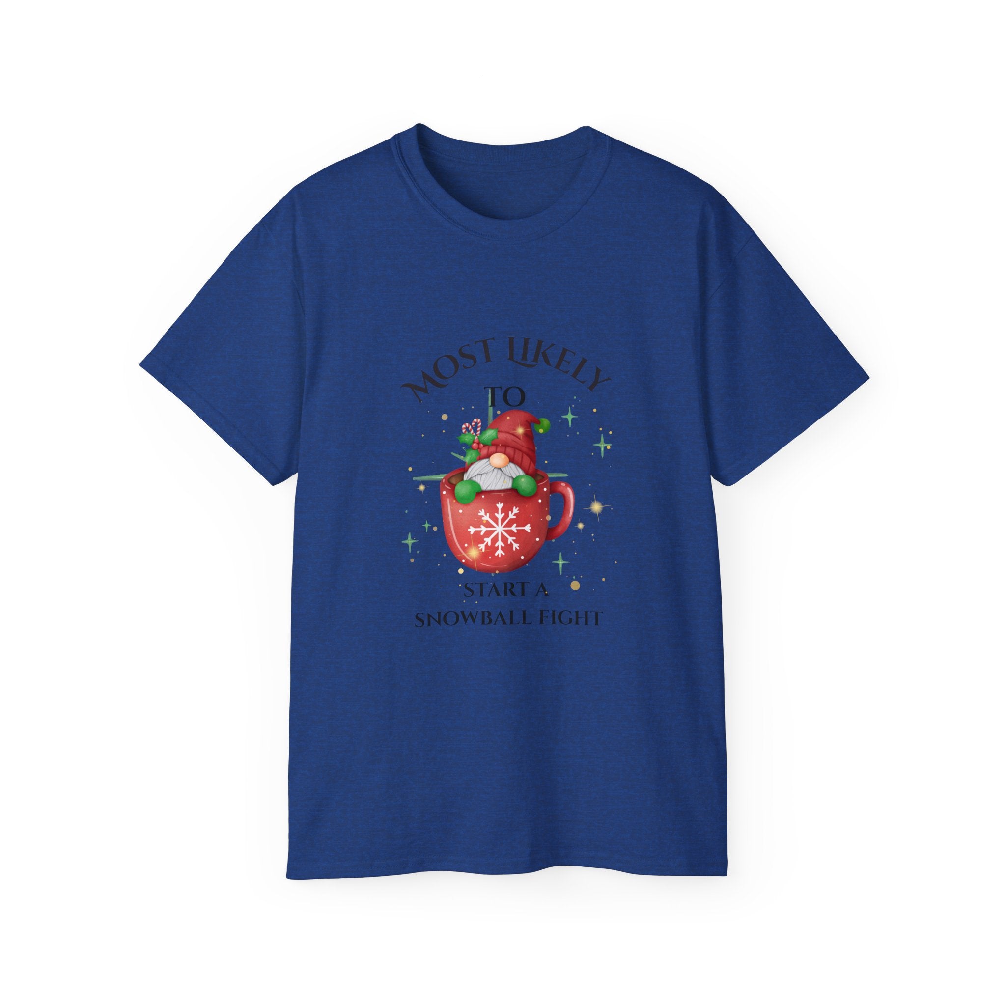 Mostly Likely to Start a Snowball Fight Cotton Tee - Fun Winter Shirt, Holiday Gift, Christmas Apparel, Cool Snow Day Outfit, Festive Party Top